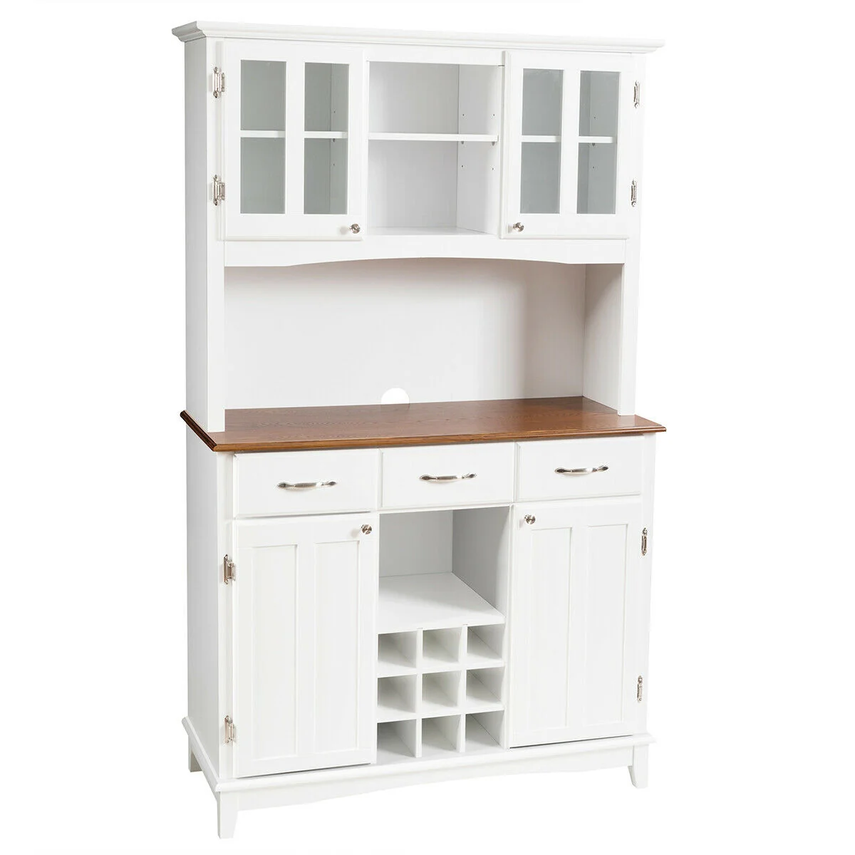 Wood Buffet Hutch Cabinet, 3 Large Drawers, White - Image 4