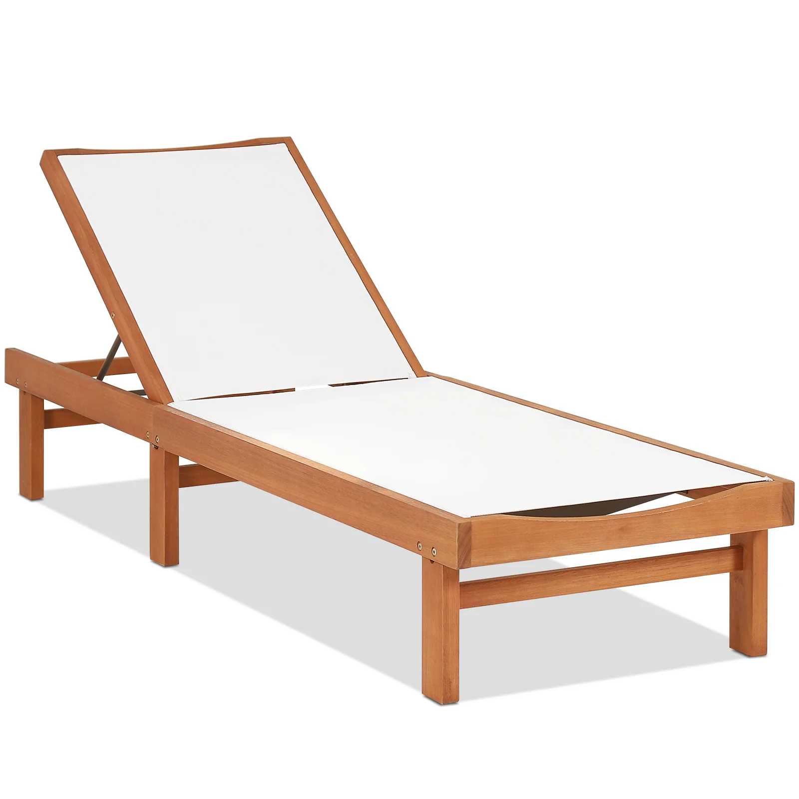 Wood Chaise Lounge Chair, 5-Position Adjustable Back - Image 4