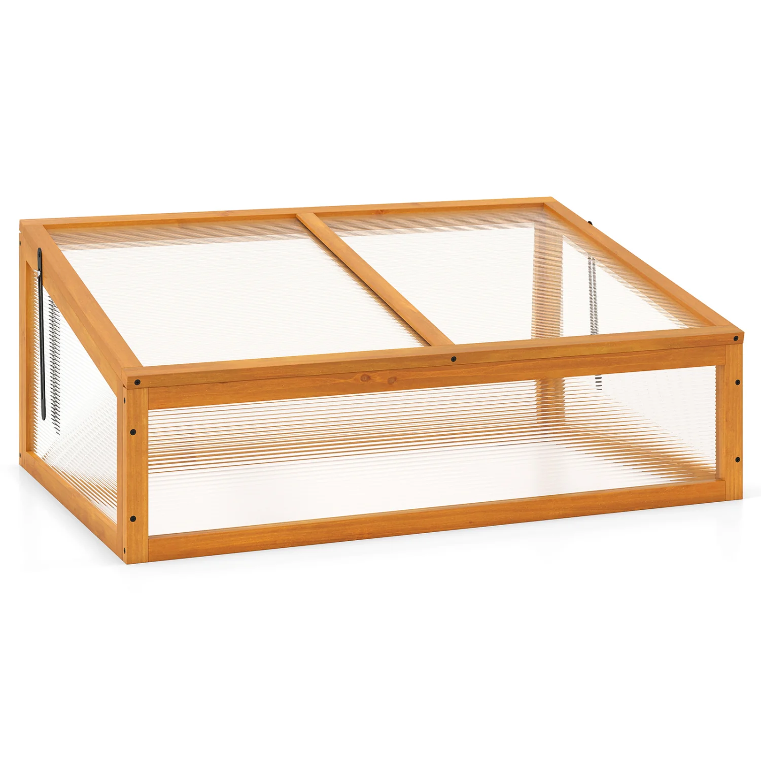 Wood Cold Frame Greenhouse Raised Planter Bed, Orange - Image 4