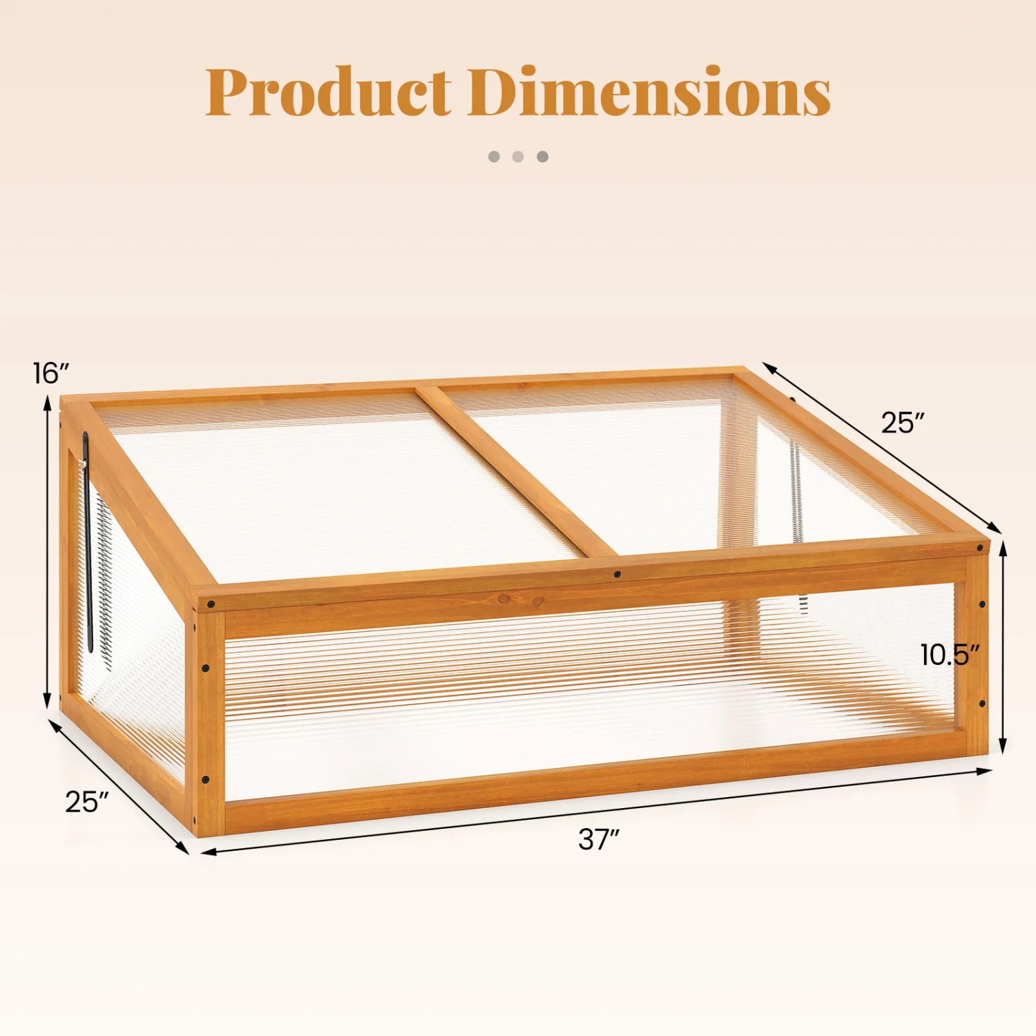 Wood Cold Frame Greenhouse Raised Planter Bed, Orange - Image 5