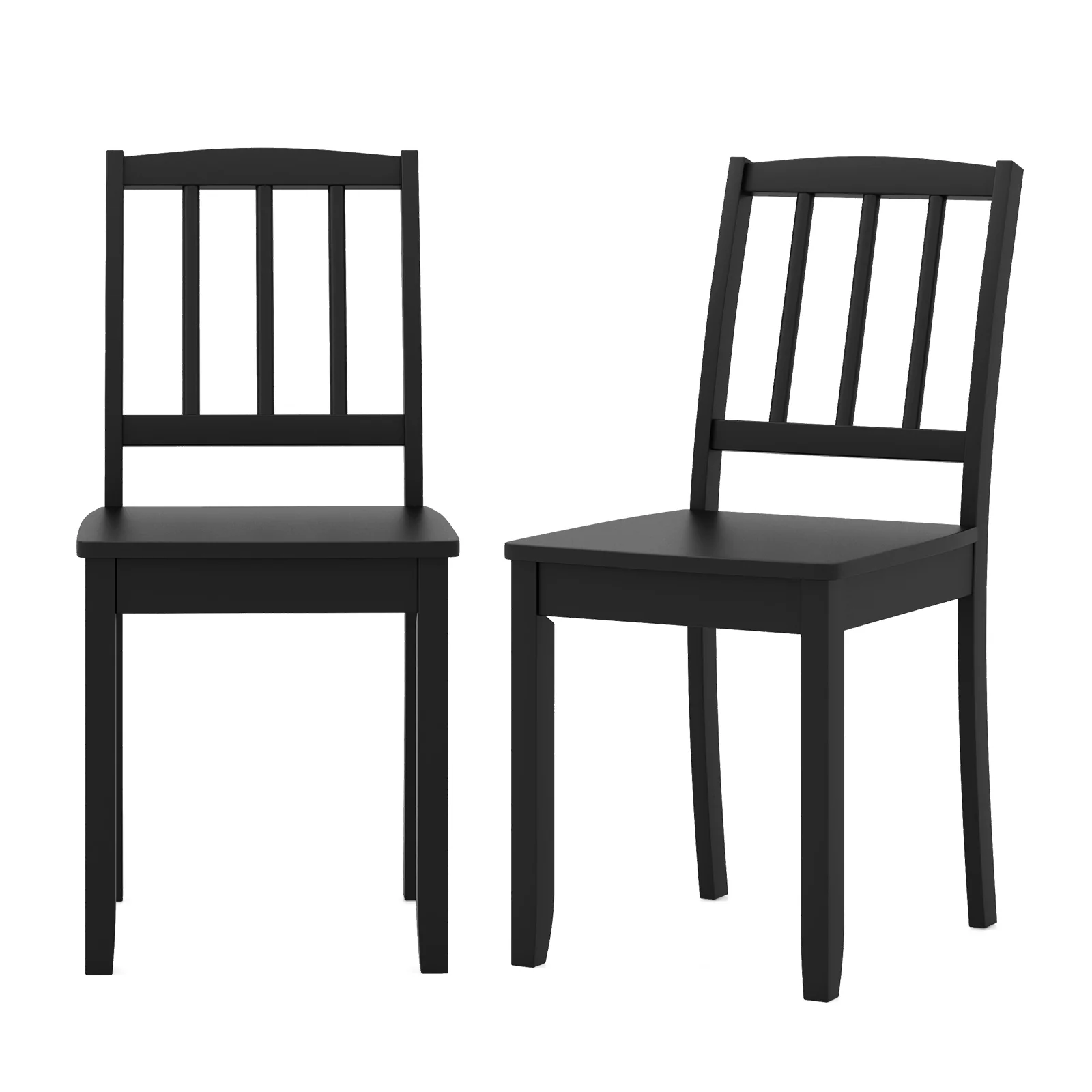 Wood Dining Chair Set, Rubber Wood Legs, 2-Piece, Black