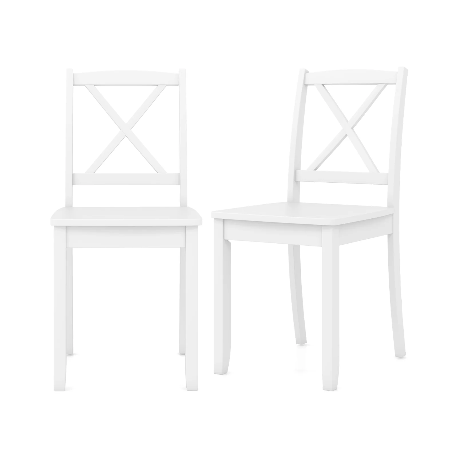 Wood Dining Chair Set, Rubber Wood Legs, Curved Backrest, White - Image 4