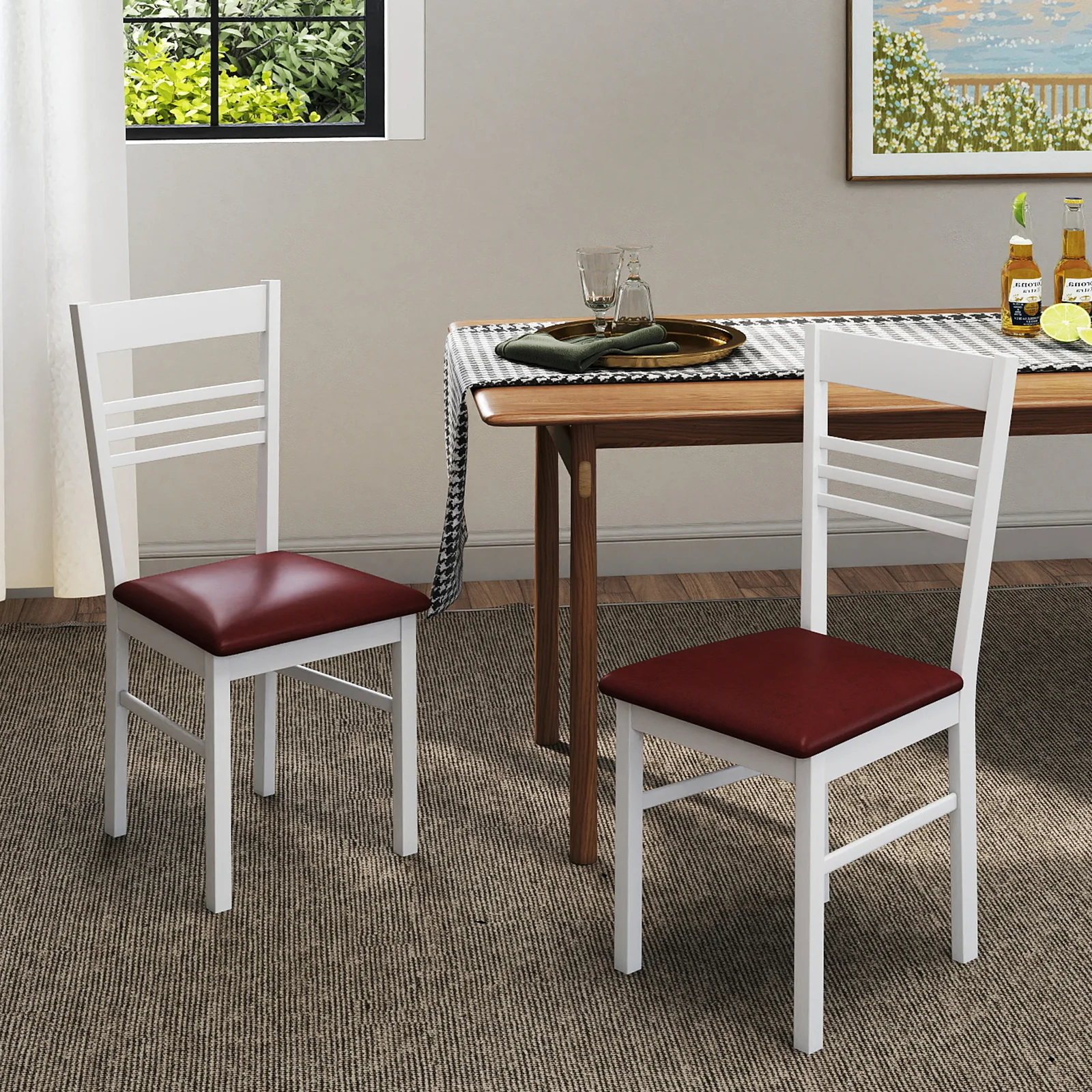 Wood Dining Chairs Set of 2, White - Image 2