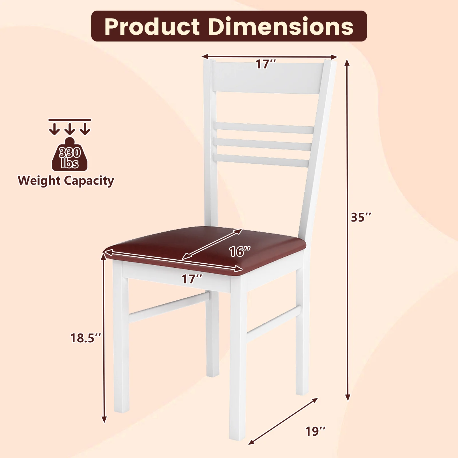 Wood Dining Chairs Set of 2, White - Image 4