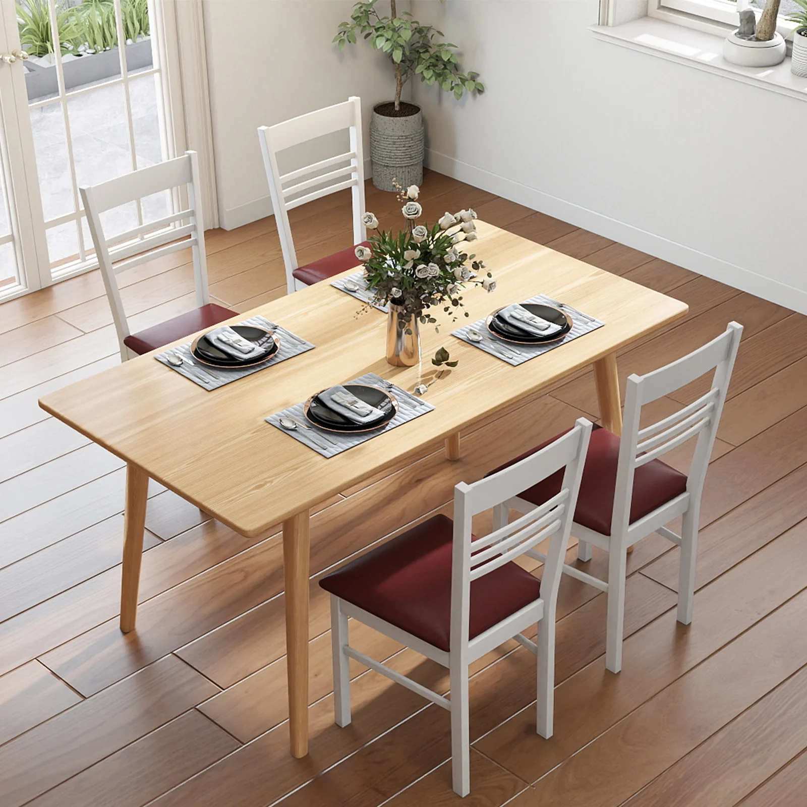 Wood Dining Chairs Set of 2, White - Image 5