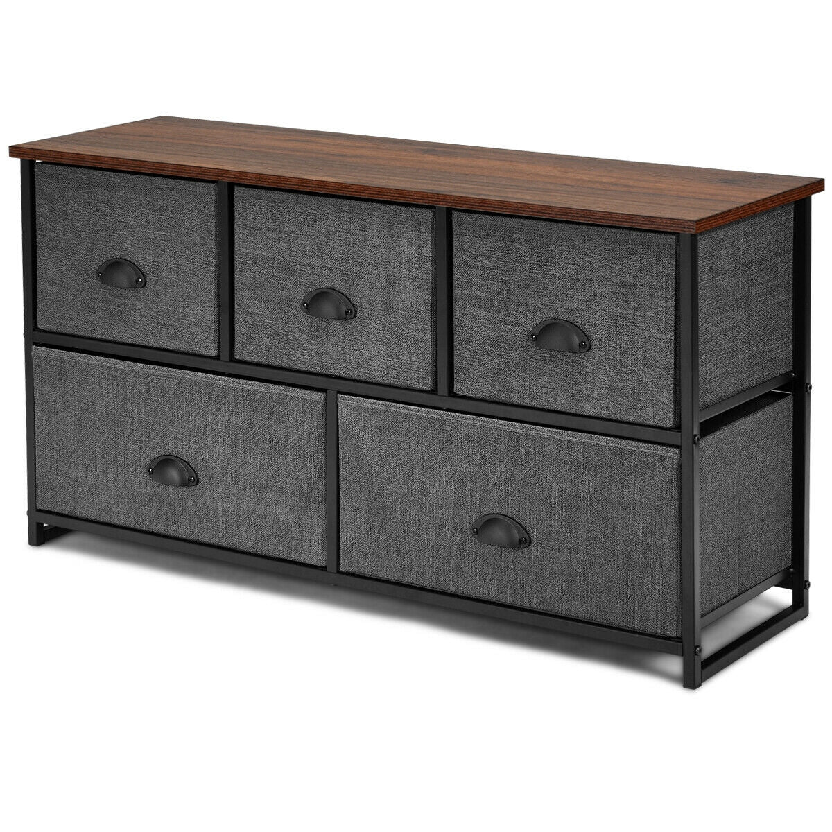 Wood Dresser Storage Unit, Side Table Display Organizer, Gray - Image 10