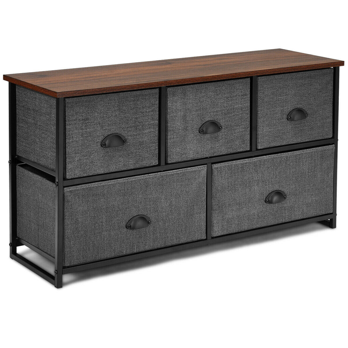 Wood Dresser Storage Unit, Side Table Display Organizer, Gray - Image 4