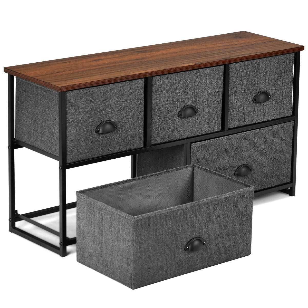 Wood Dresser Storage Unit, Side Table Display Organizer, Gray - Image 5