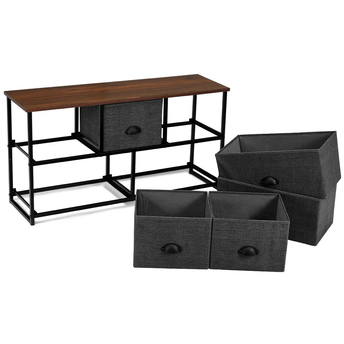 Wood Dresser Storage Unit, Side Table Display Organizer, Gray - Image 8