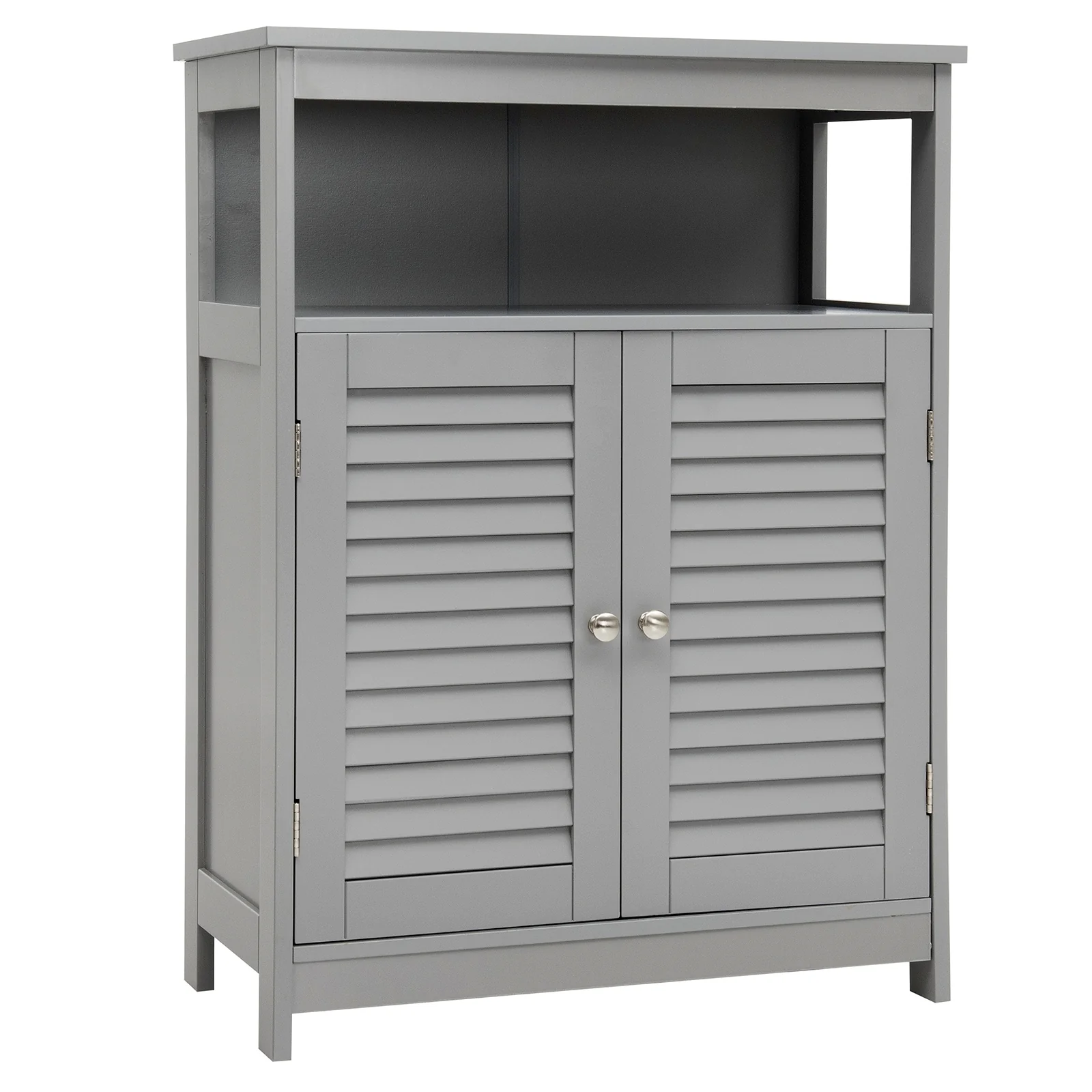 Wood Freestanding Bathroom Storage Cabinet with Double Shutter Door, Gray - Image 4