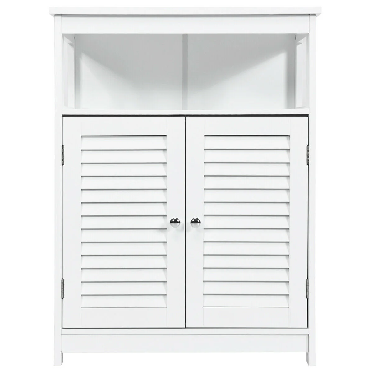 Wood Freestanding Bathroom Storage Cabinet, Double Shutter Door, White - Image 10