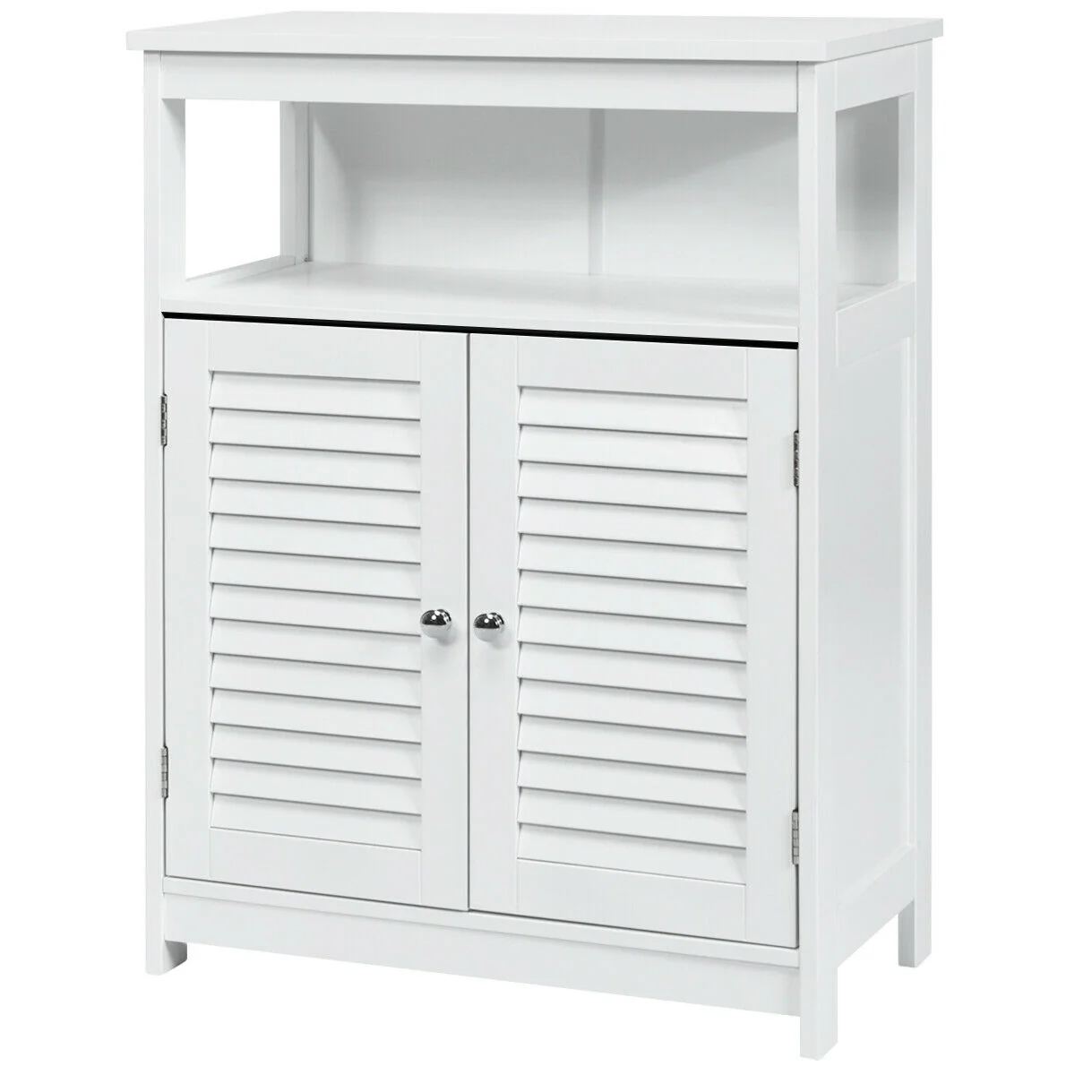 Wood Freestanding Bathroom Storage Cabinet, Double Shutter Door, White - Image 8