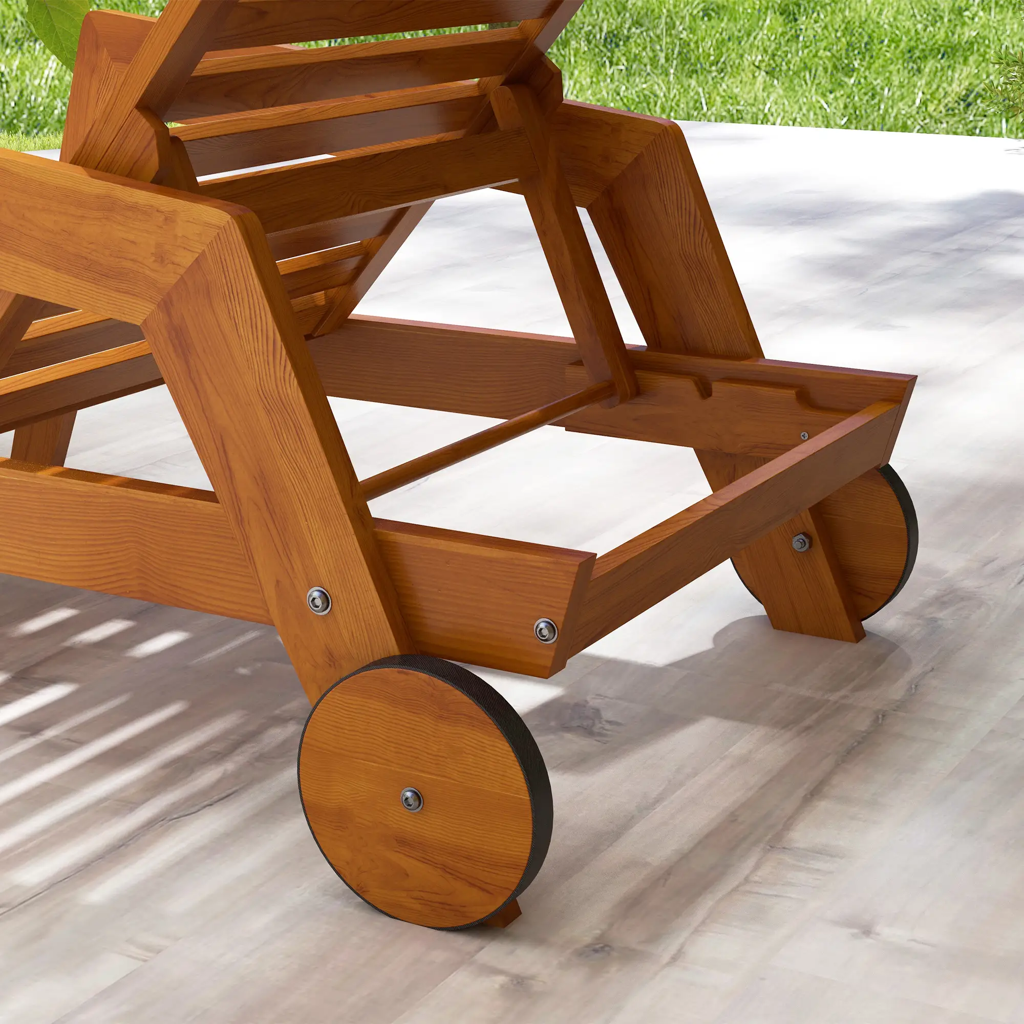 Wood Lounge Chair, 3-Position Adjustable, Orange - Image 10