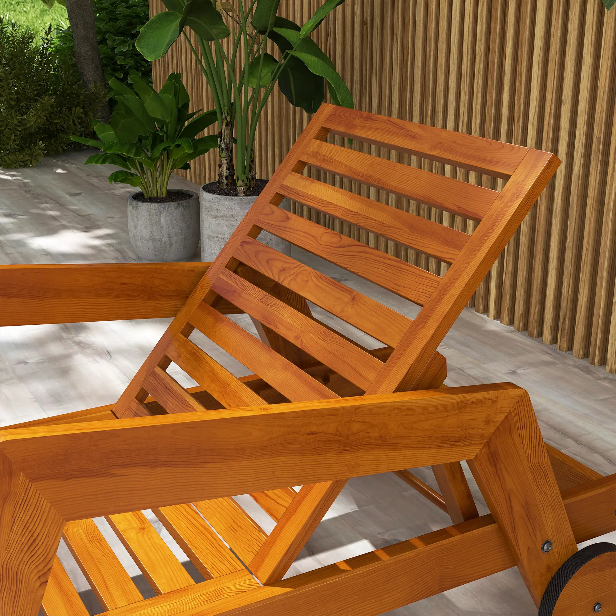 Wood Lounge Chair, 3-Position Adjustable, Orange - Image 7