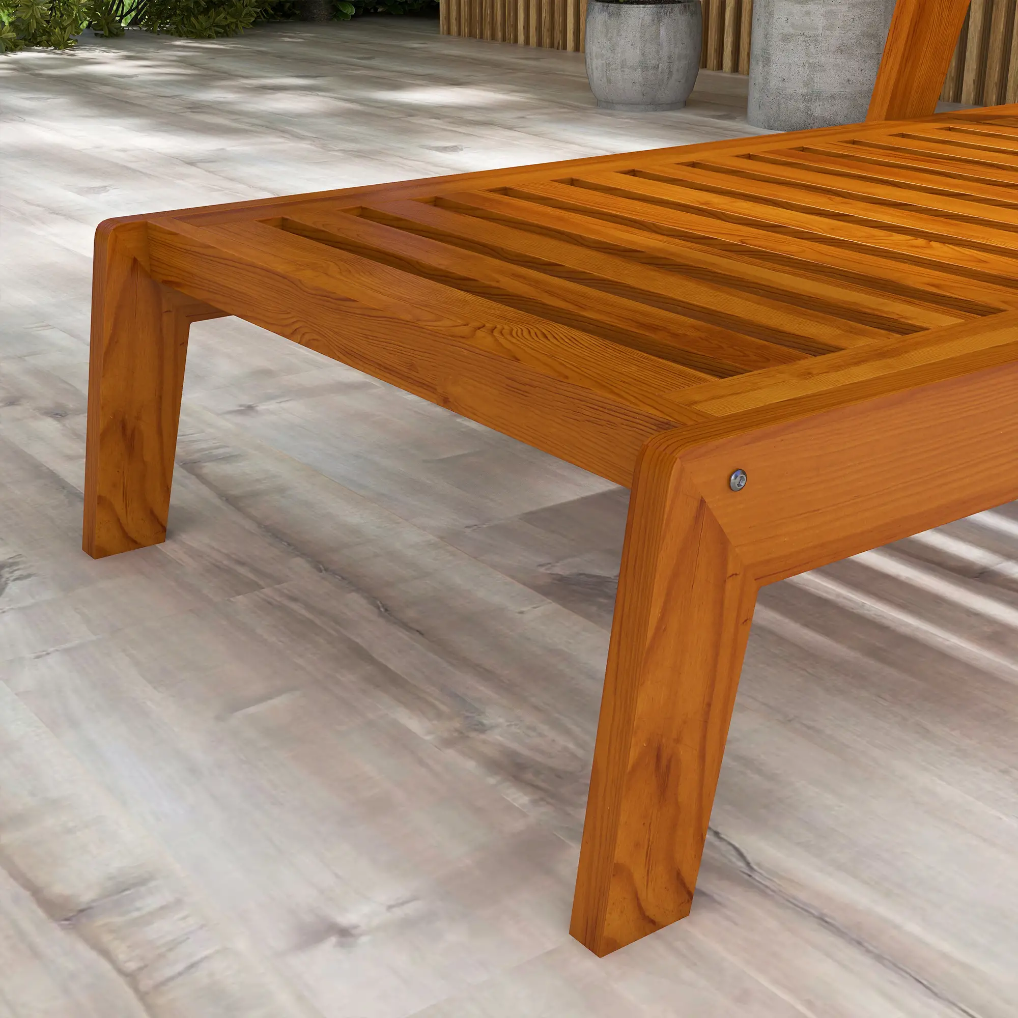Wood Lounge Chair, 3-Position Adjustable, Orange - Image 9