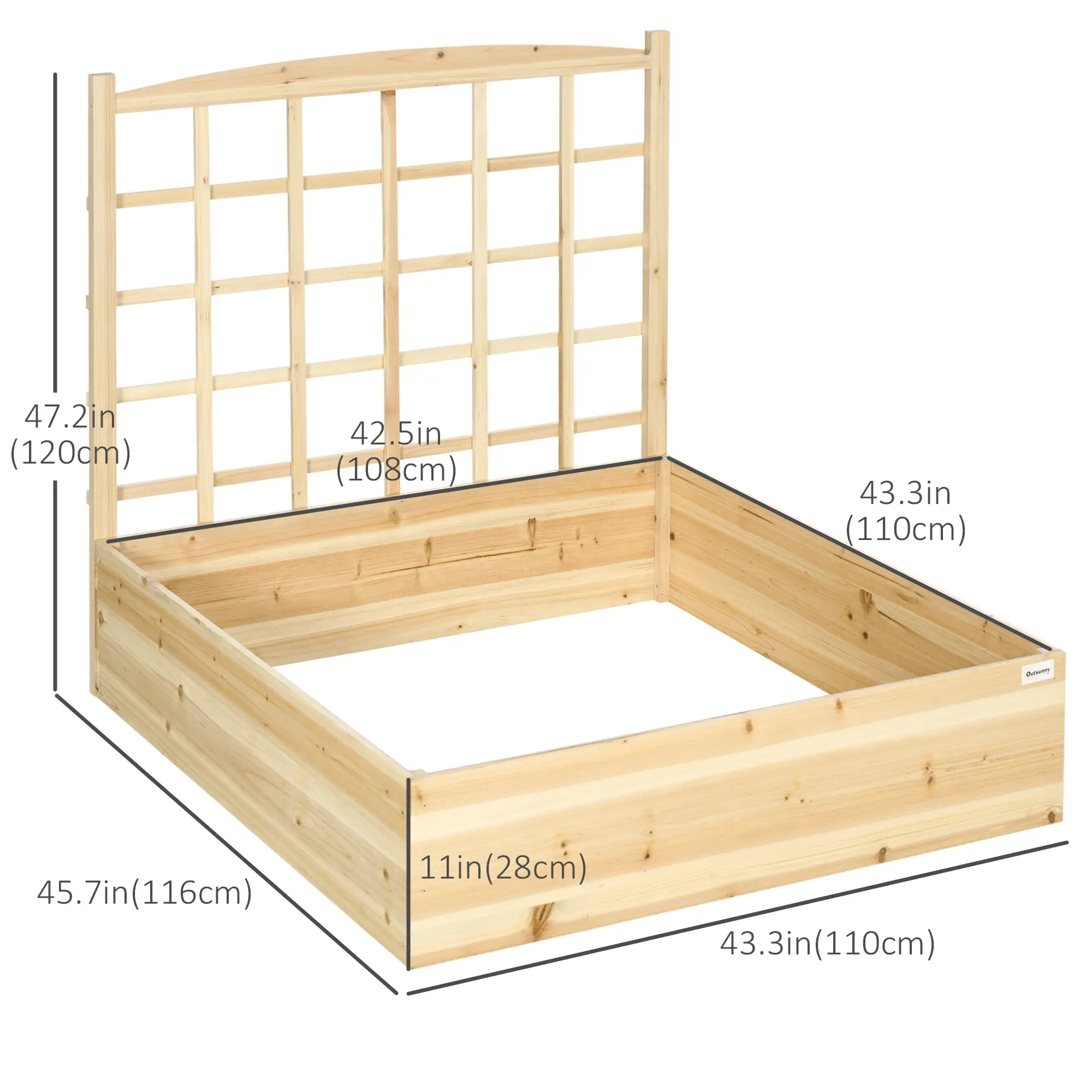 Wood Planter Box with Trellis, Raised Garden Bed, 43x46x47, Natural - Image 3