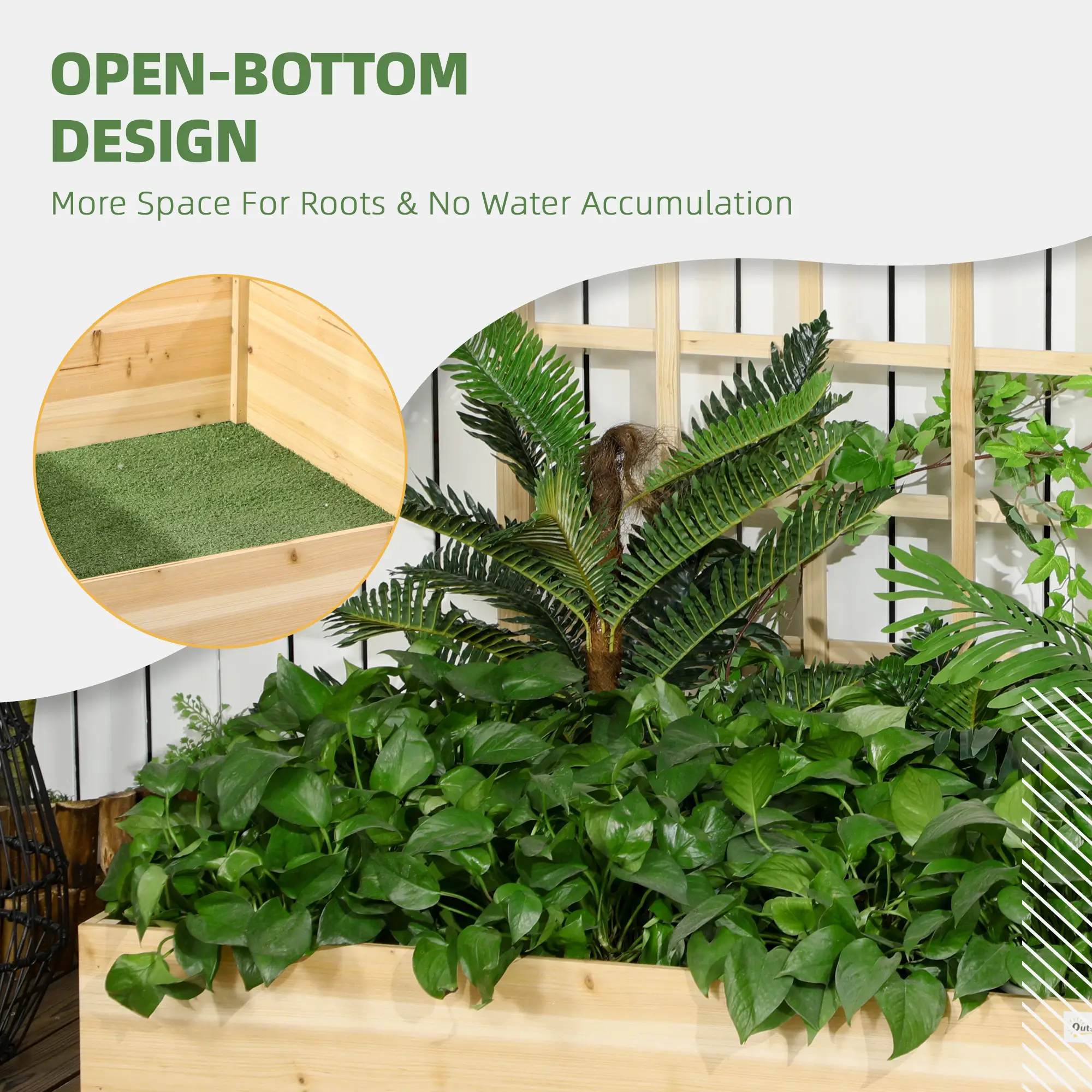 Wood Planter Box with Trellis, Raised Garden Bed, 43x46x47, Natural - Image 5