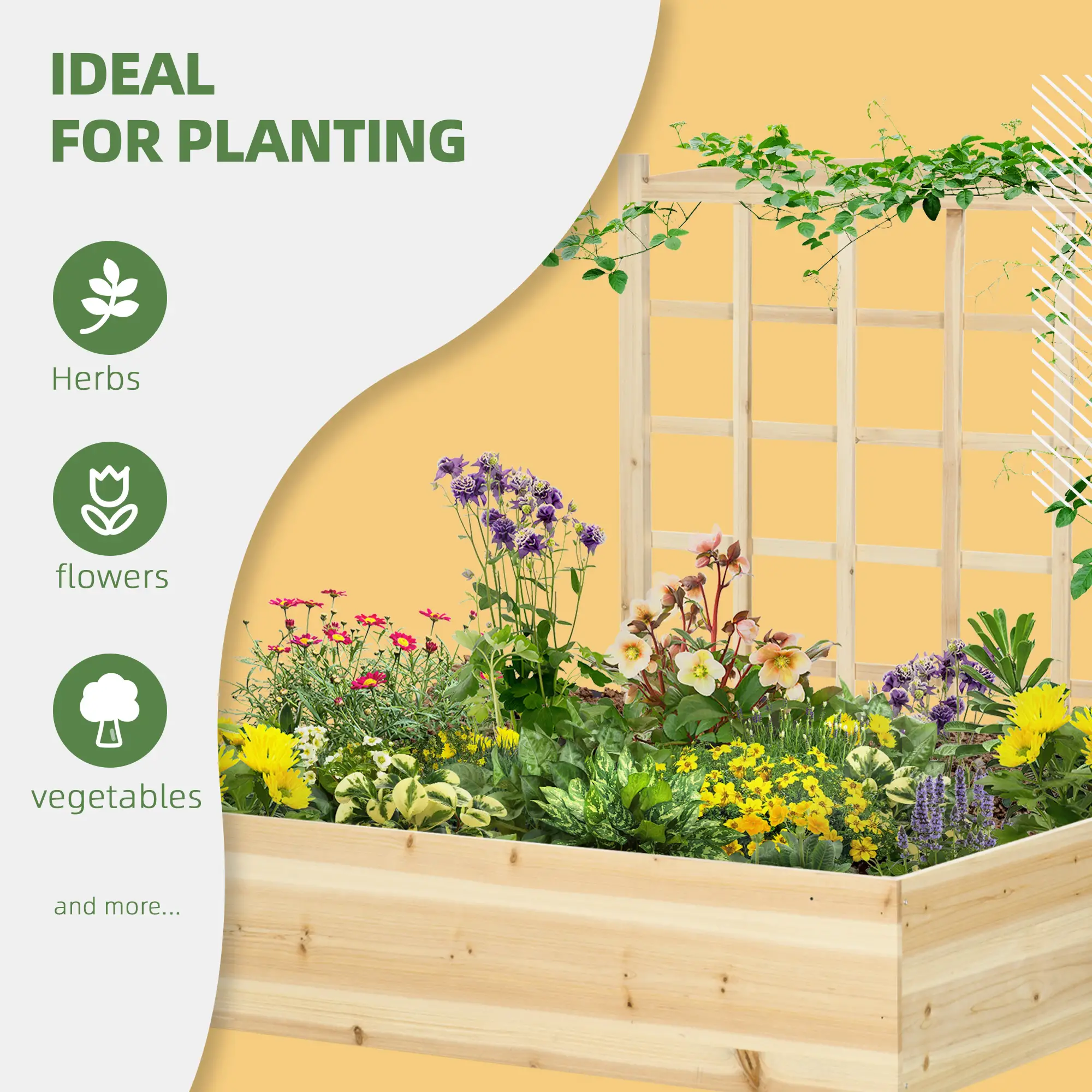 Wood Planter Box with Trellis, Raised Garden Bed, 43x46x47, Natural - Image 6