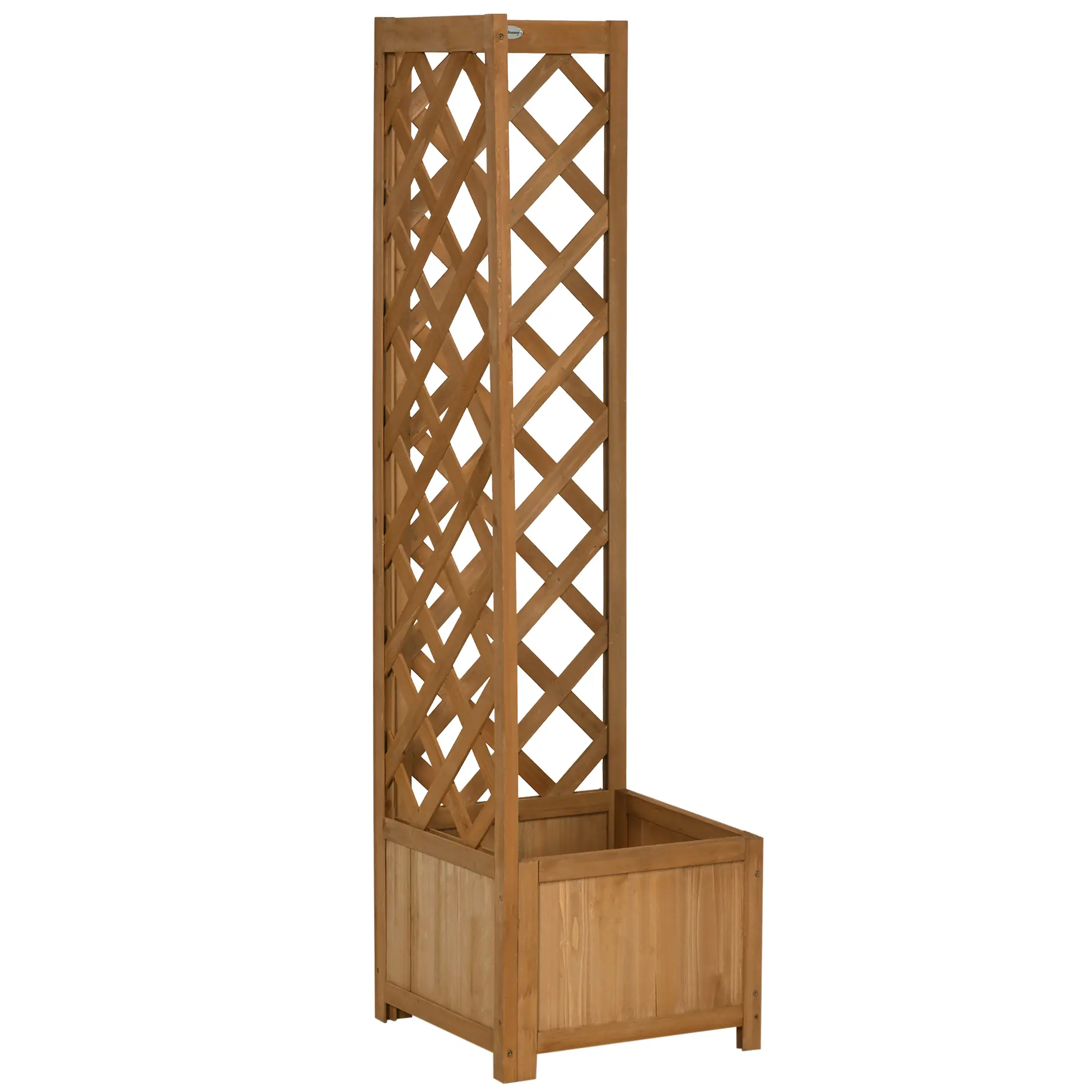 Wood Planter Raised Garden Bed With Trellis, 16" x 16" x 57", Brown - Image 7