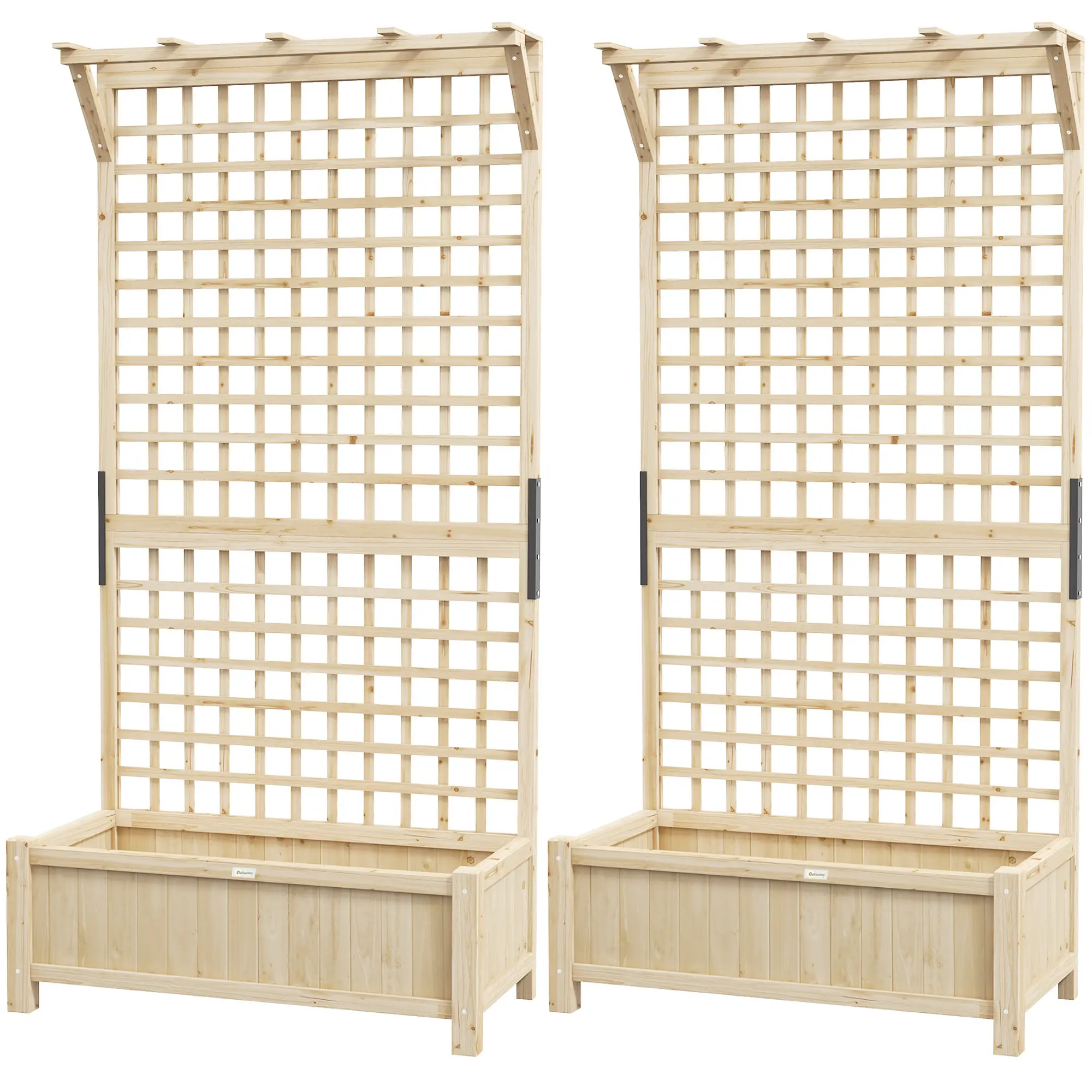 Wood Planter With Trellis For Climbing Plants, Raised Garden Bed