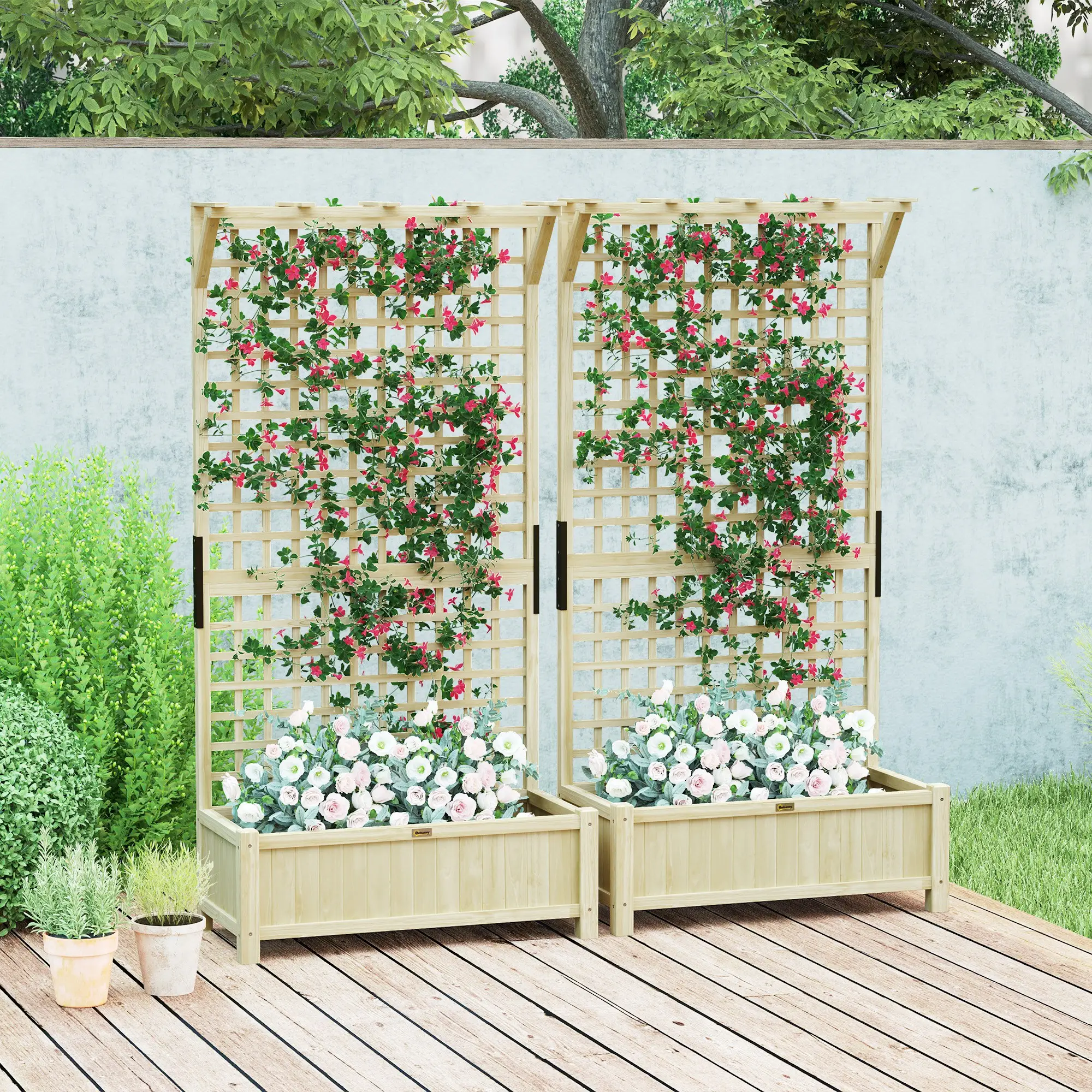 Wood Planter With Trellis For Climbing Plants, Raised Garden Bed - Image 10