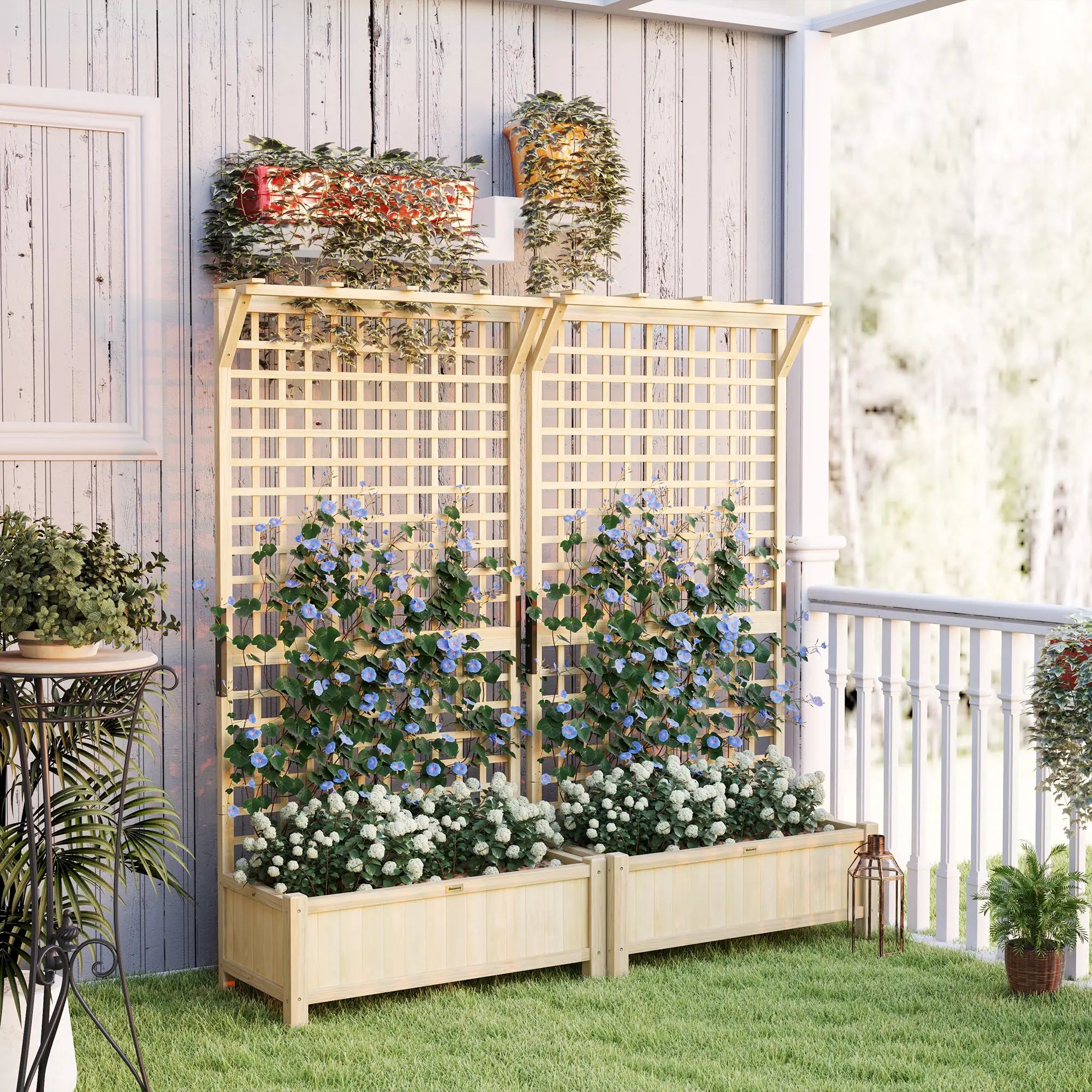 Wood Planter With Trellis For Climbing Plants, Raised Garden Bed - Image 2