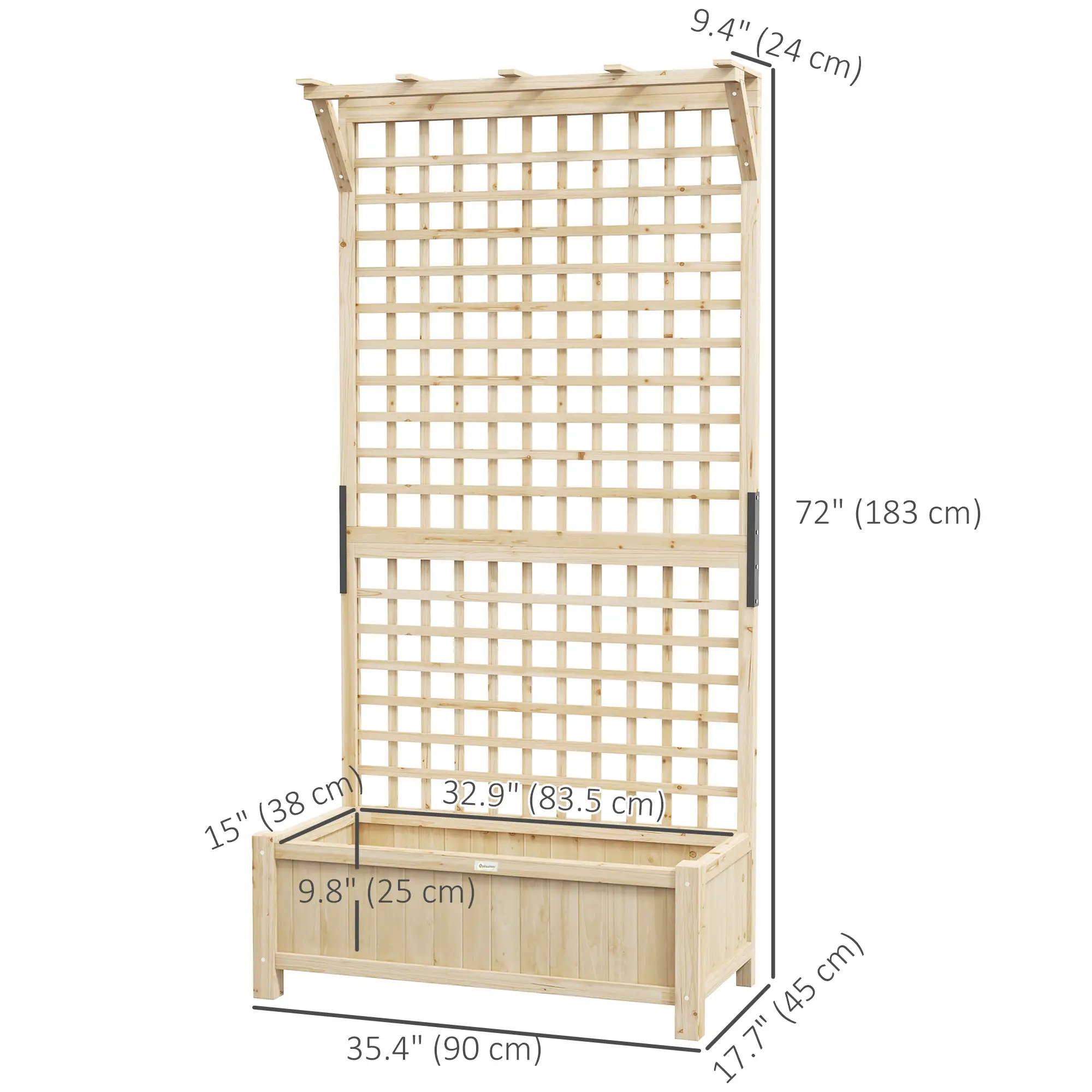 Wood Planter With Trellis For Climbing Plants, Raised Garden Bed - Image 3