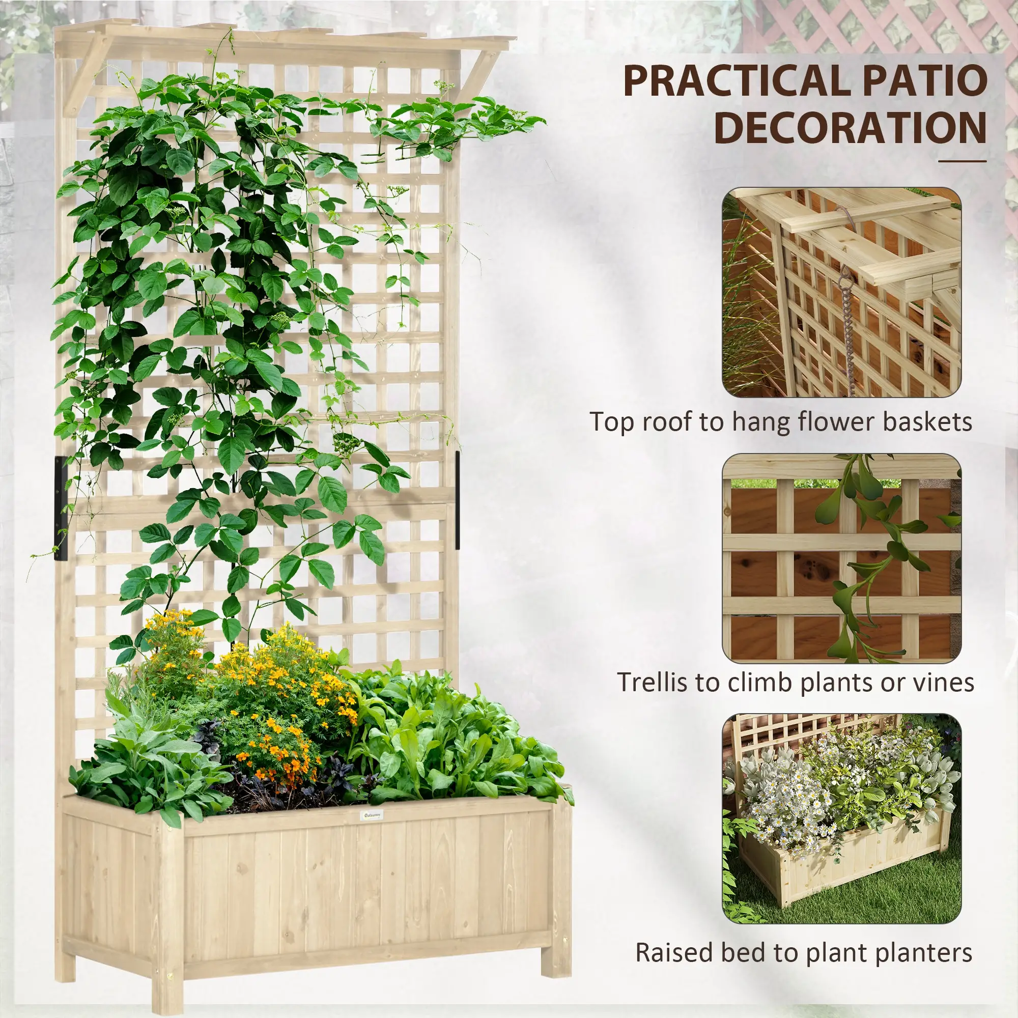 Wood Planter With Trellis For Climbing Plants, Raised Garden Bed - Image 4