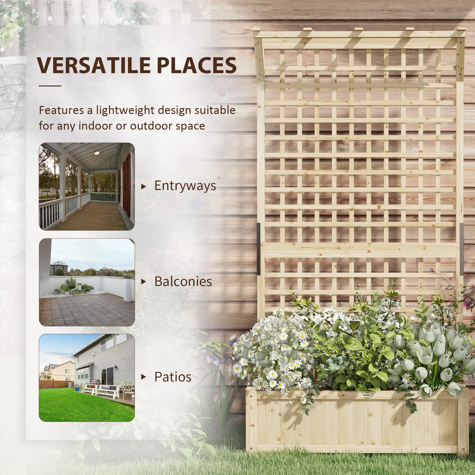 Wood Planter With Trellis For Climbing Plants, Raised Garden Bed - Image 6