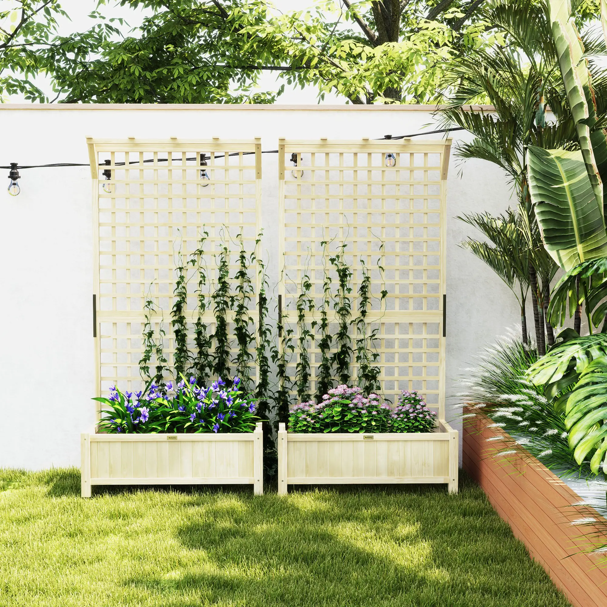 Wood Planter With Trellis For Climbing Plants, Raised Garden Bed - Image 7