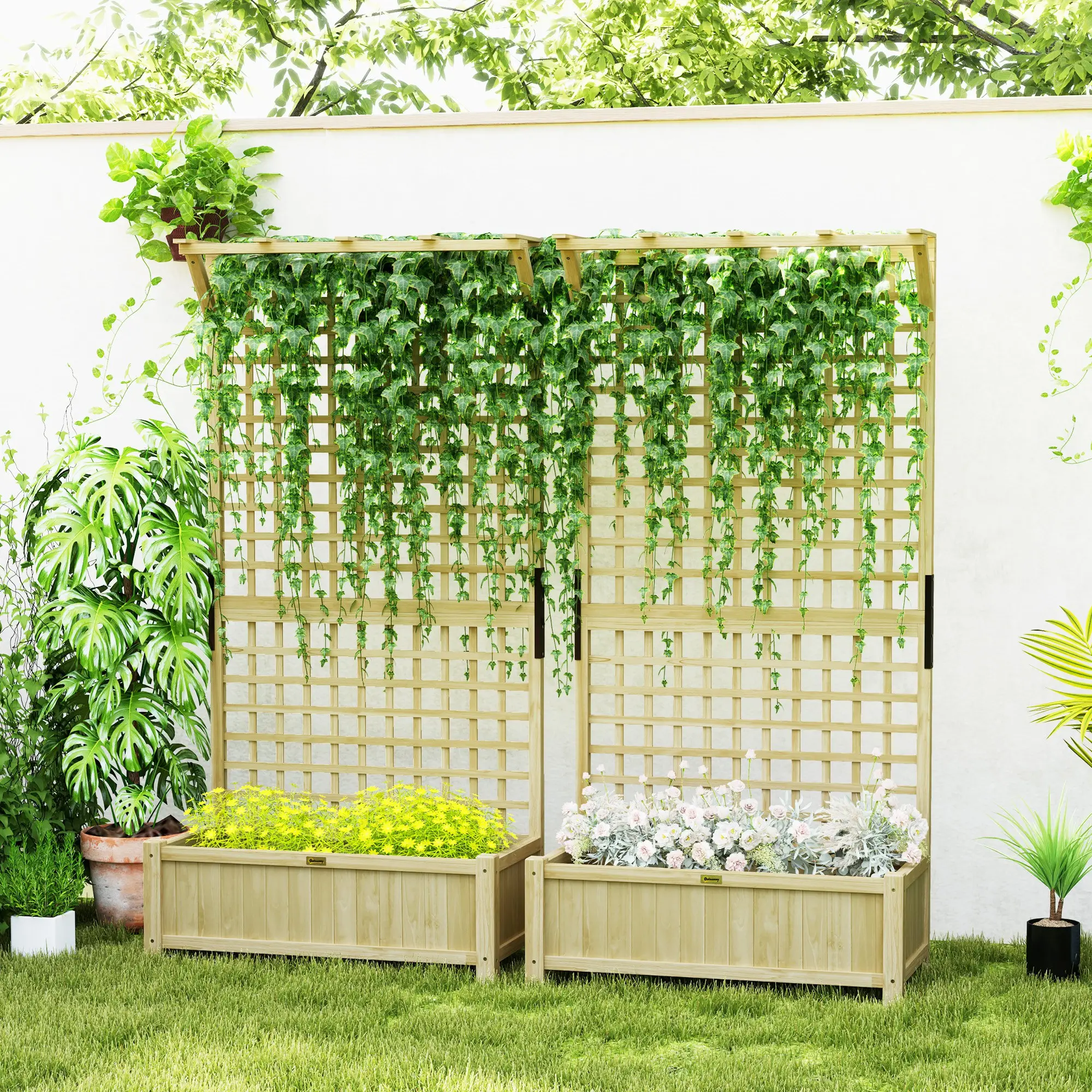 Wood Planter With Trellis For Climbing Plants, Raised Garden Bed - Image 8