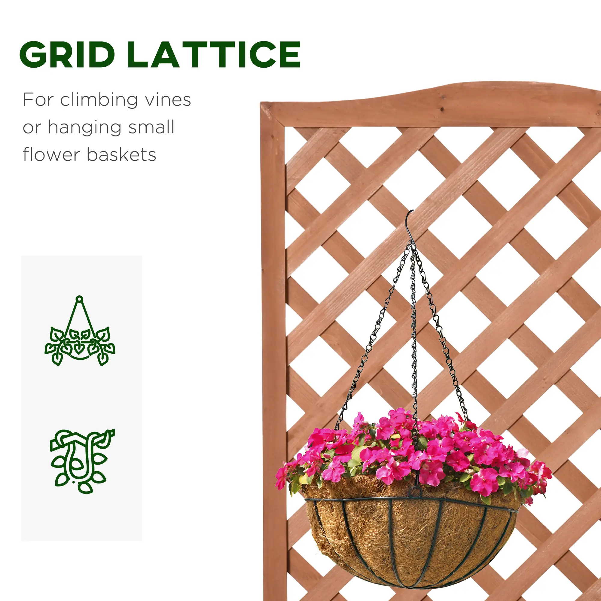 Wood Planter with Trellis, Raised Garden Bed, 28" x 11" x 46", Brown - Image 5