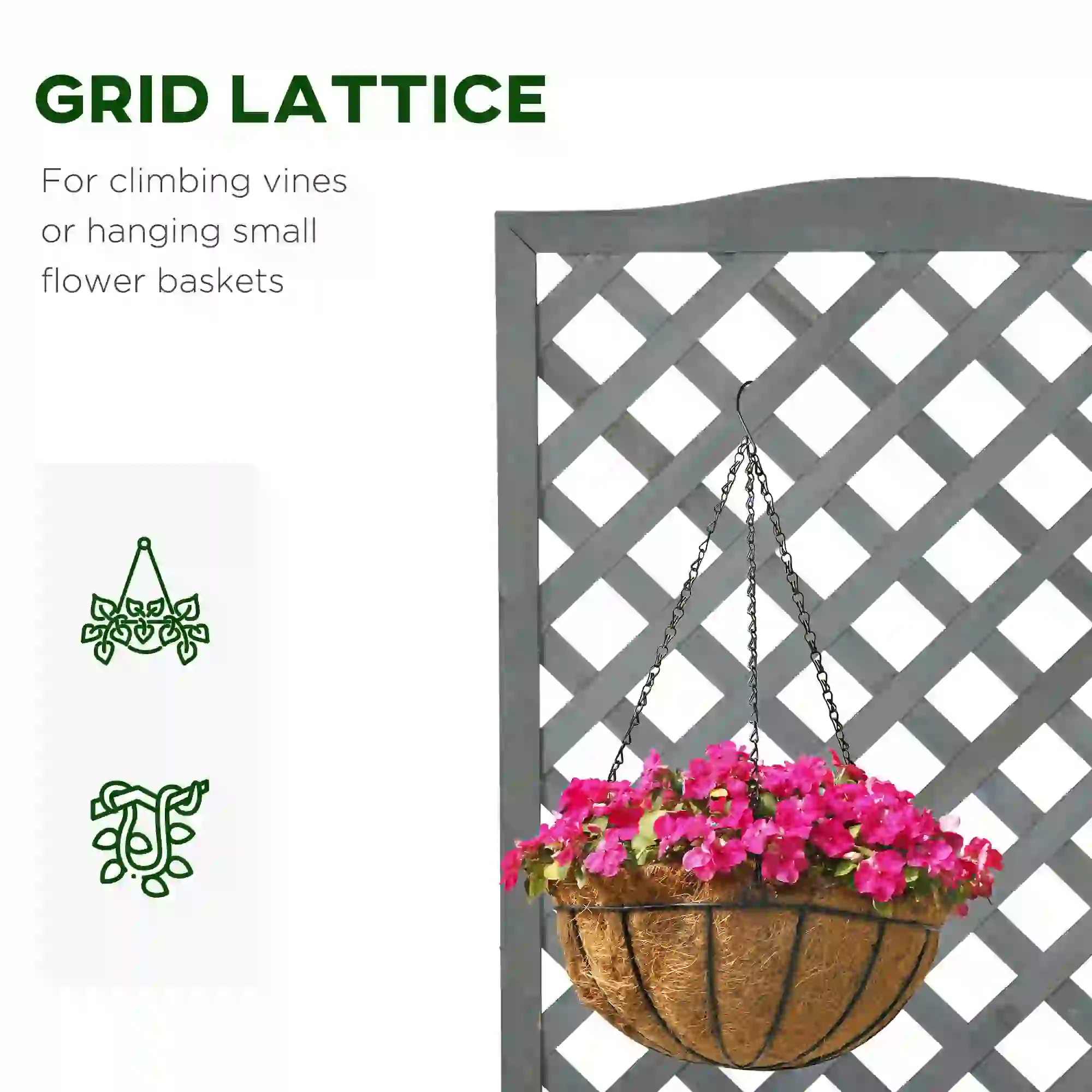 Wood Planter With Trellis, Raised Garden Bed, 28" x 11" x 46", Grey - Image 5