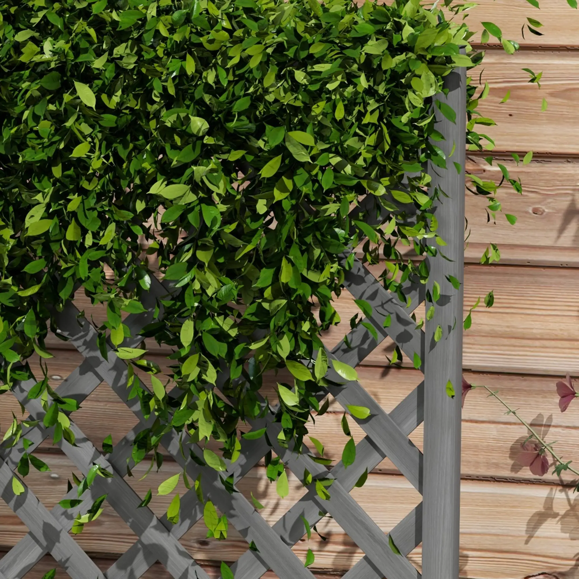 Wood Planter With Trellis, Raised Garden Bed, 28" x 11" x 46", Grey - Image 9