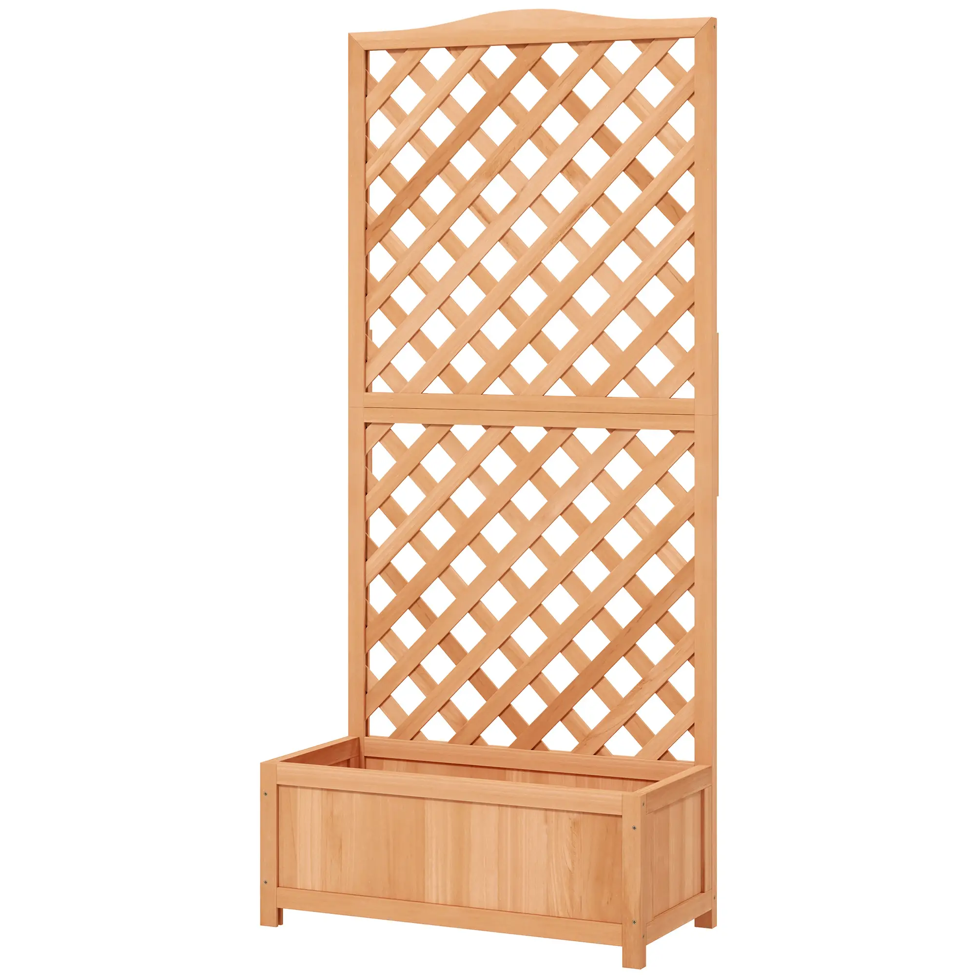 Wood Planter with Trellis, Raised Garden Bed, 30" x 14" x 67", Brown