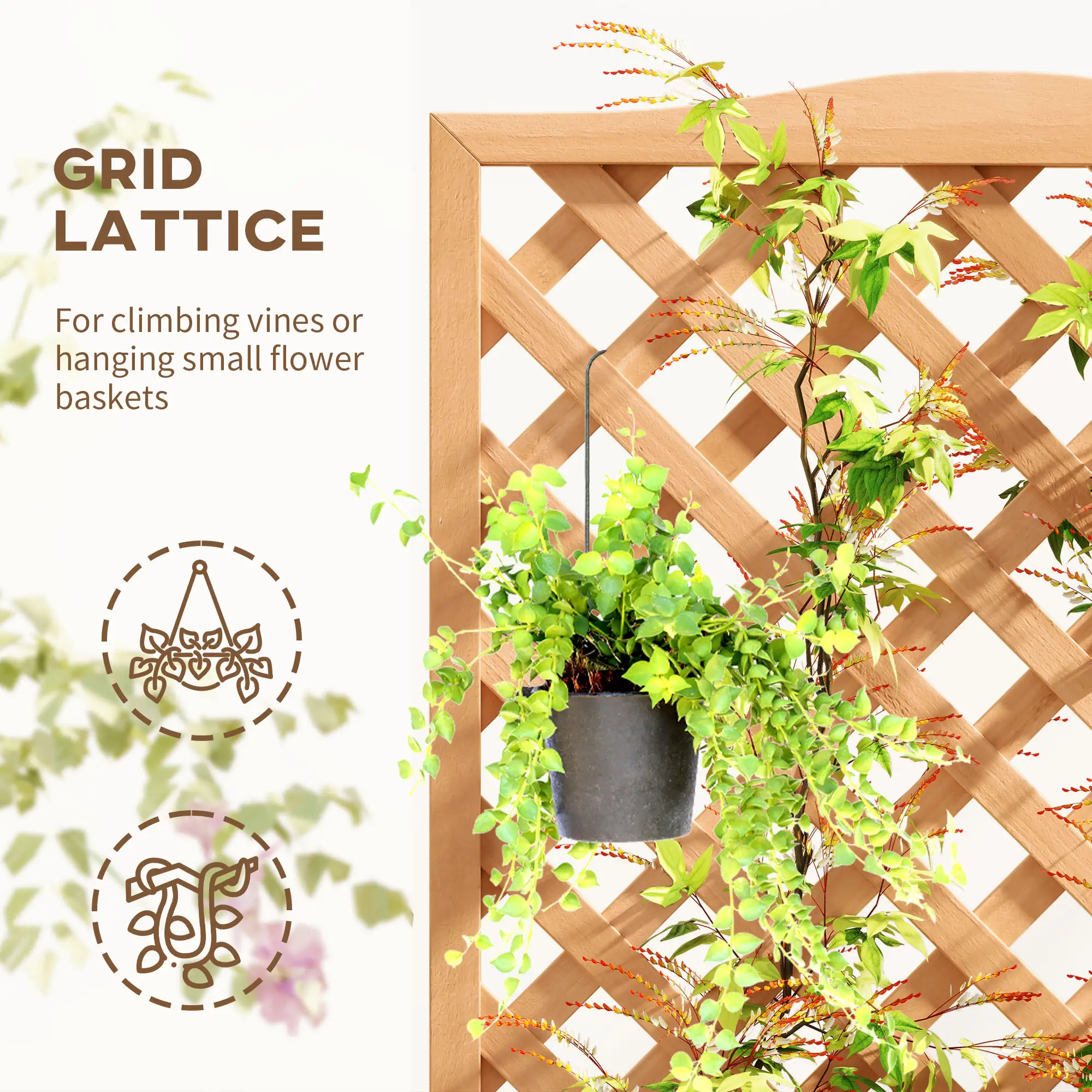 Wood Planter with Trellis, Raised Garden Bed, 30" x 14" x 67", Brown - Image 5
