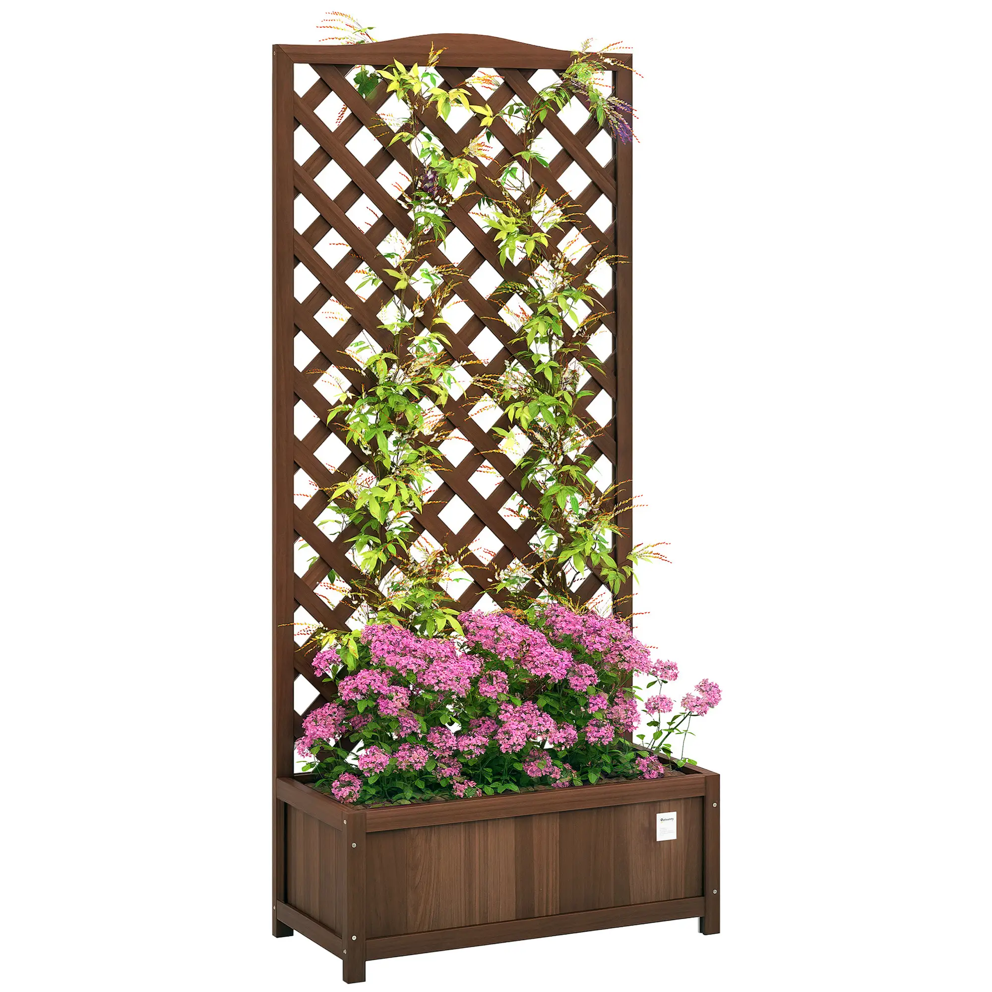 Wood Planter With Trellis, Raised Garden Bed, 30" x 14" x 67", Dark Brown - Image 11
