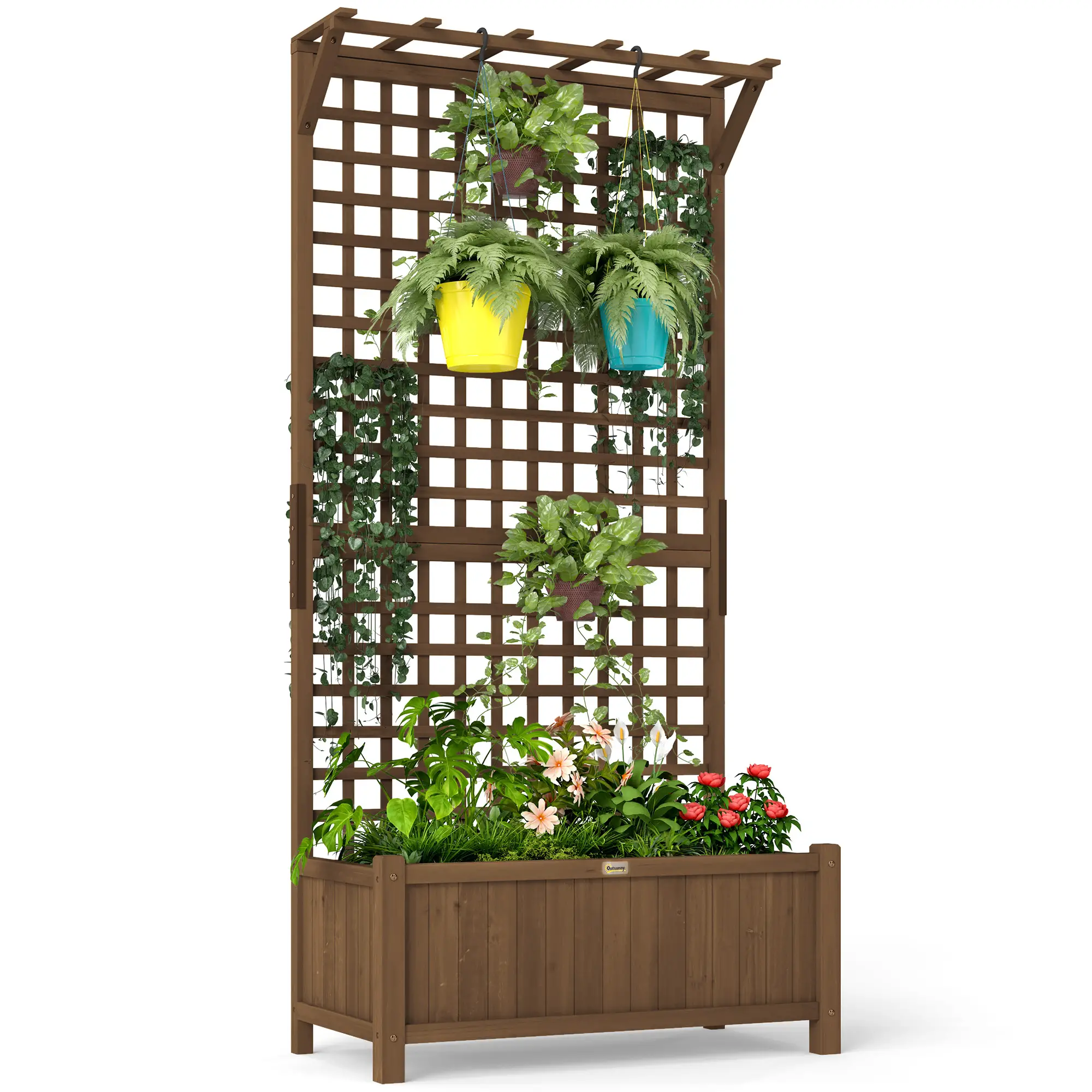 Wood Planter With Trellis, Raised Garden Bed, Privacy Screen