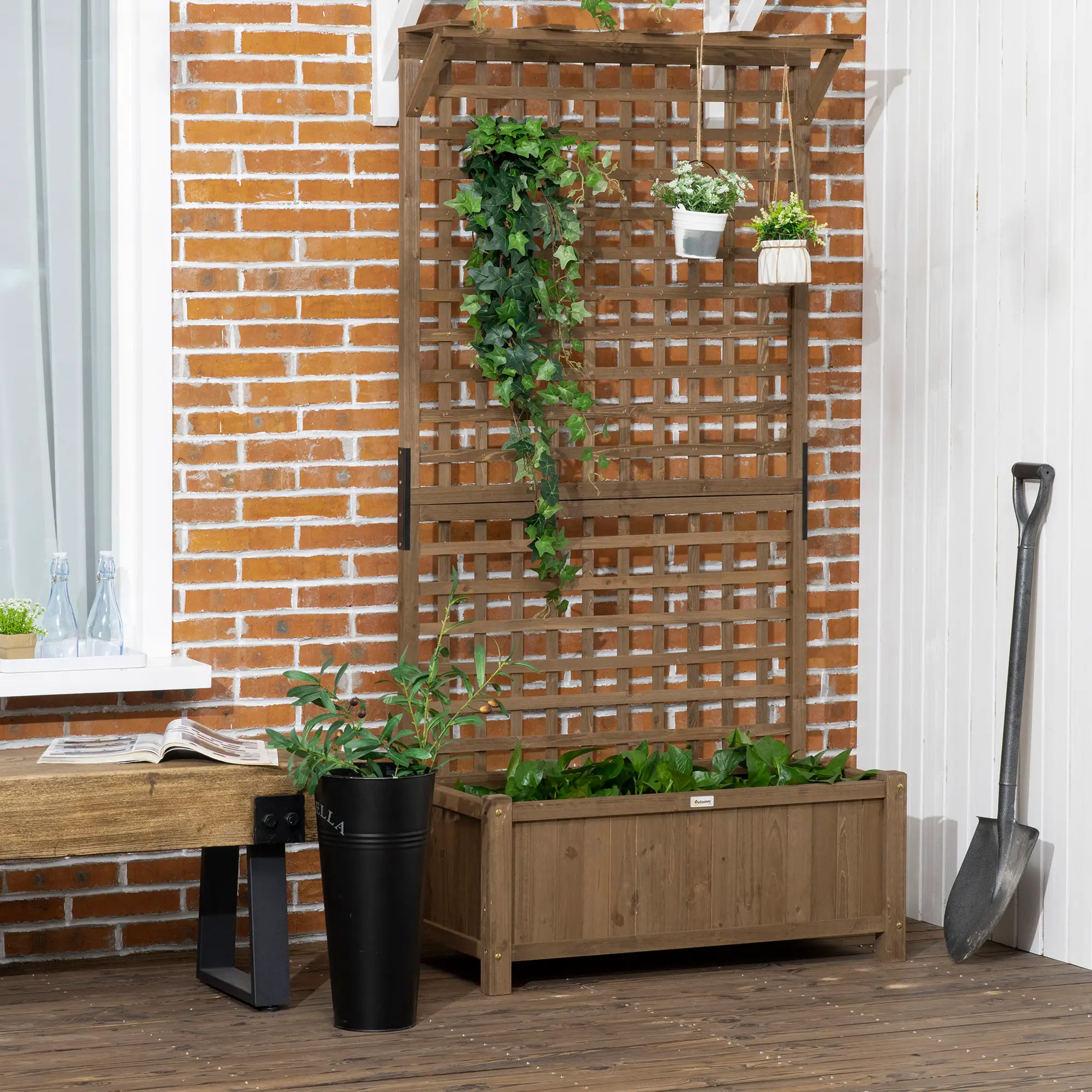 Wood Planter With Trellis, Raised Garden Bed, Privacy Screen - Image 10