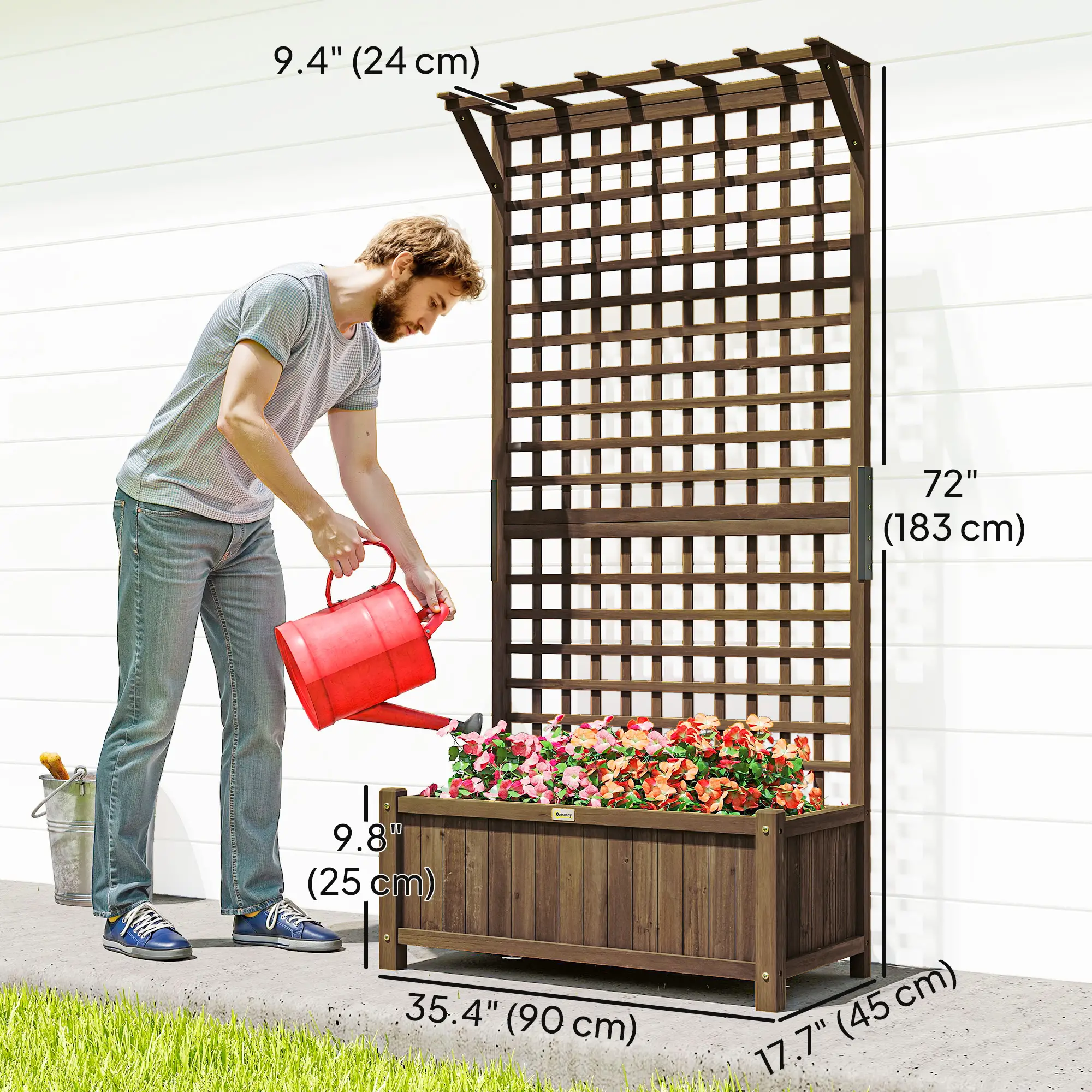 Wood Planter With Trellis, Raised Garden Bed, Privacy Screen - Image 3