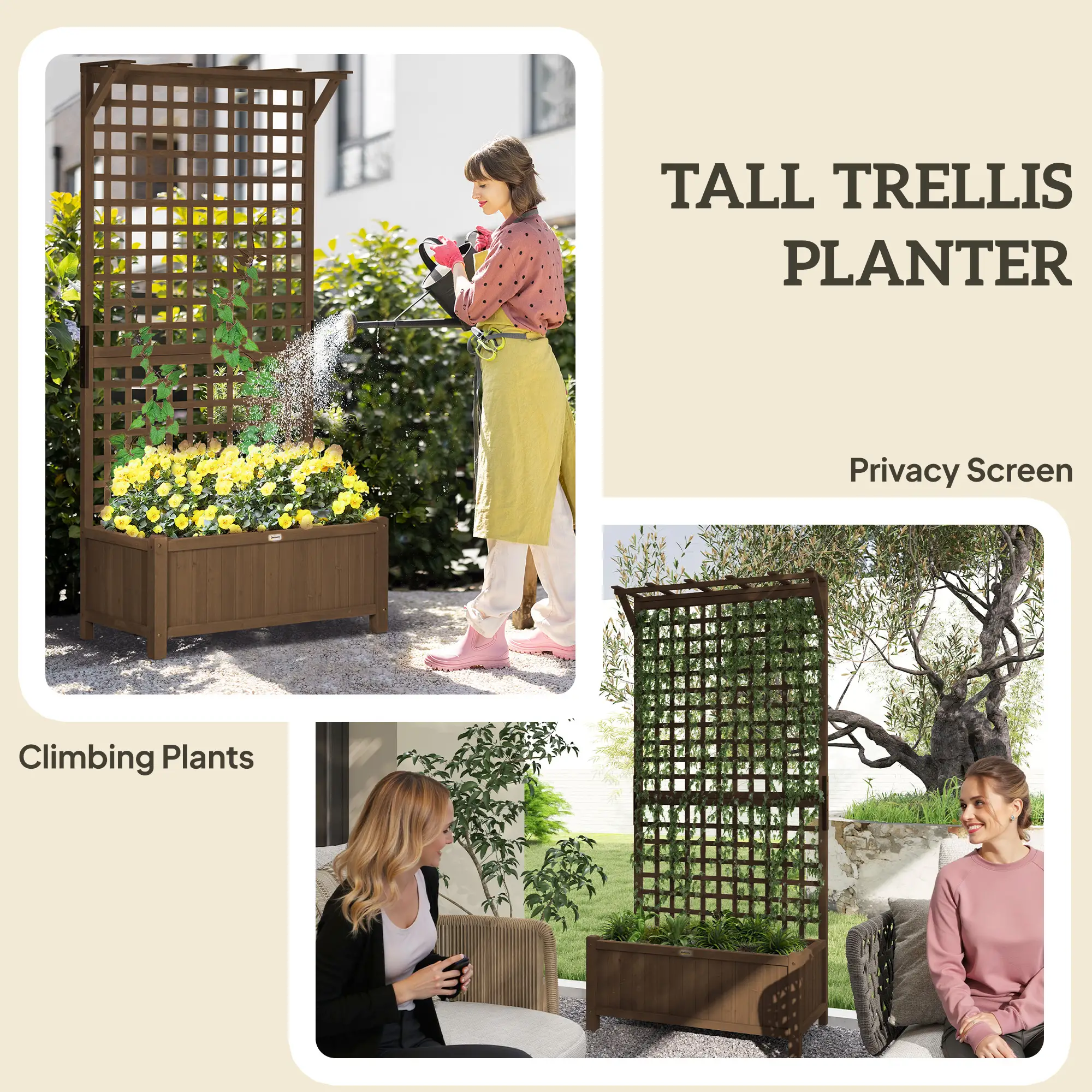 Wood Planter With Trellis, Raised Garden Bed, Privacy Screen - Image 4