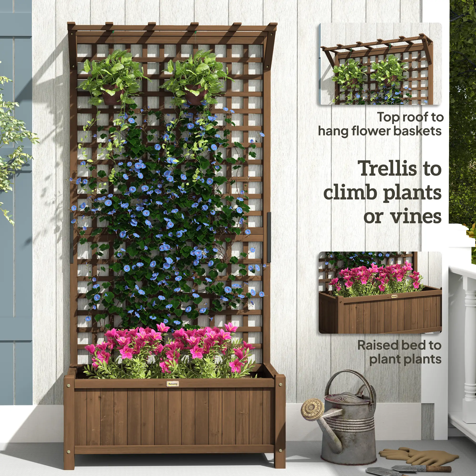 Wood Planter With Trellis, Raised Garden Bed, Privacy Screen - Image 5