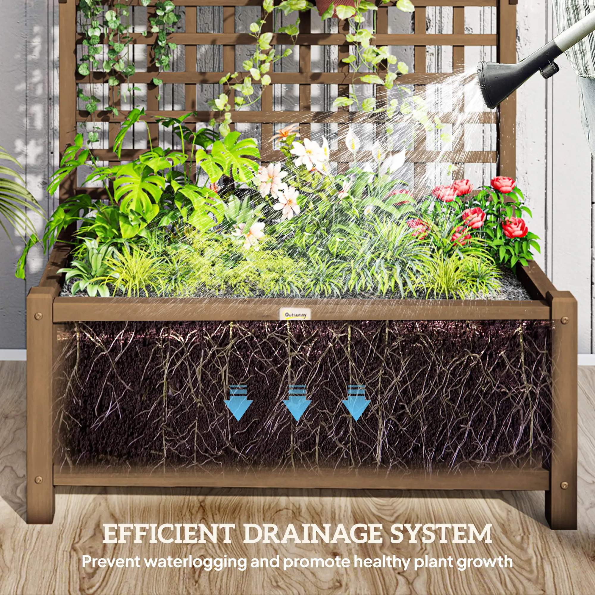 Wood Planter With Trellis, Raised Garden Bed, Privacy Screen - Image 6