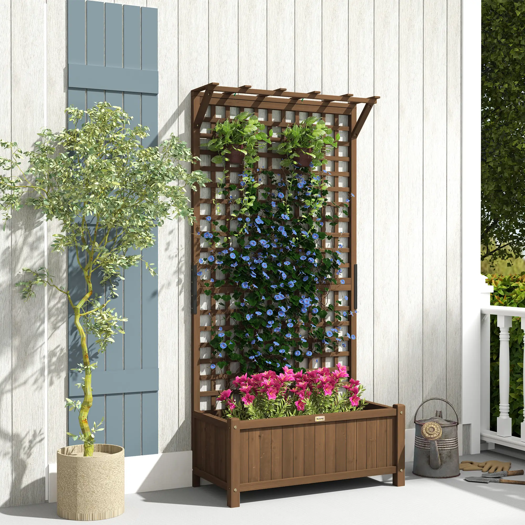 Wood Planter With Trellis, Raised Garden Bed, Privacy Screen - Image 8