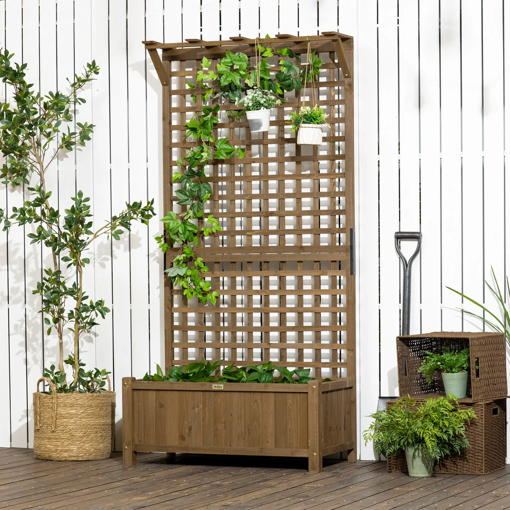 Wood Planter With Trellis, Raised Garden Bed, Privacy Screen - Image 9