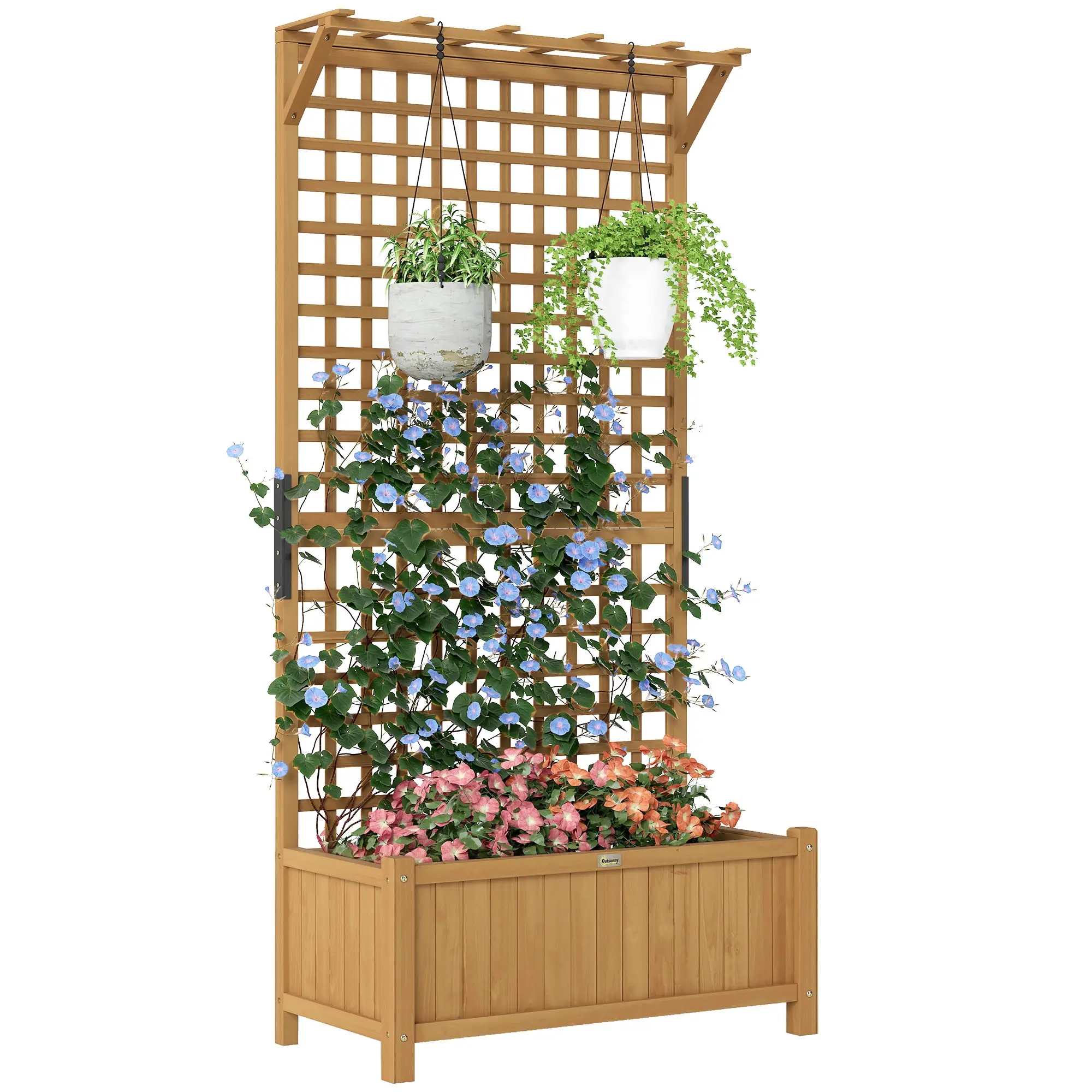 Wood Planter with Trellis, Raised Garden Bed, Privacy Screen, Yellow