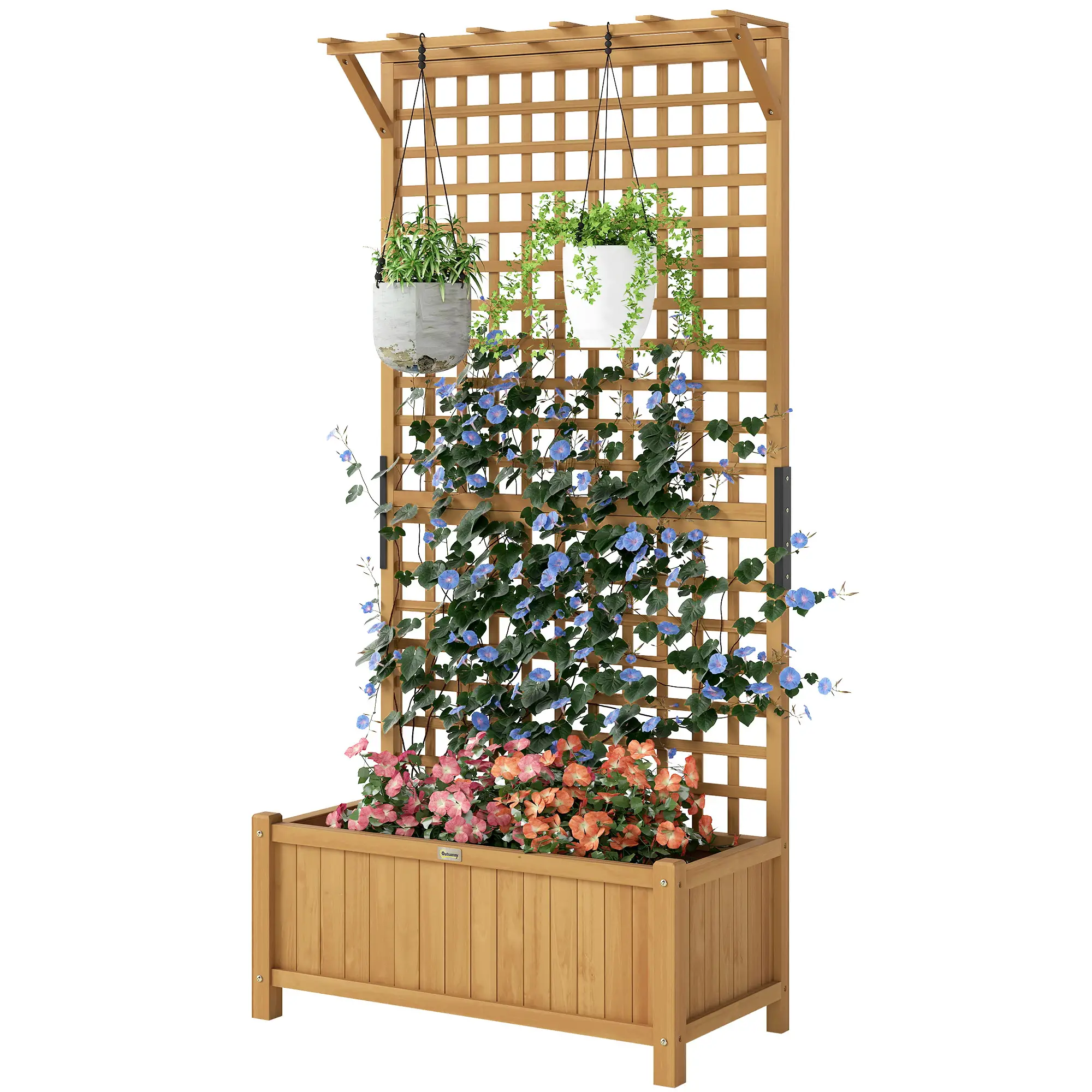 Wood Planter with Trellis, Raised Garden Bed, Privacy Screen, Yellow - Image 11