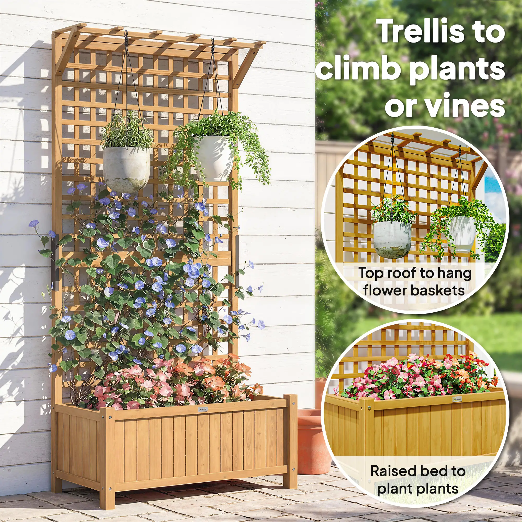 Wood Planter with Trellis, Raised Garden Bed, Privacy Screen, Yellow - Image 5