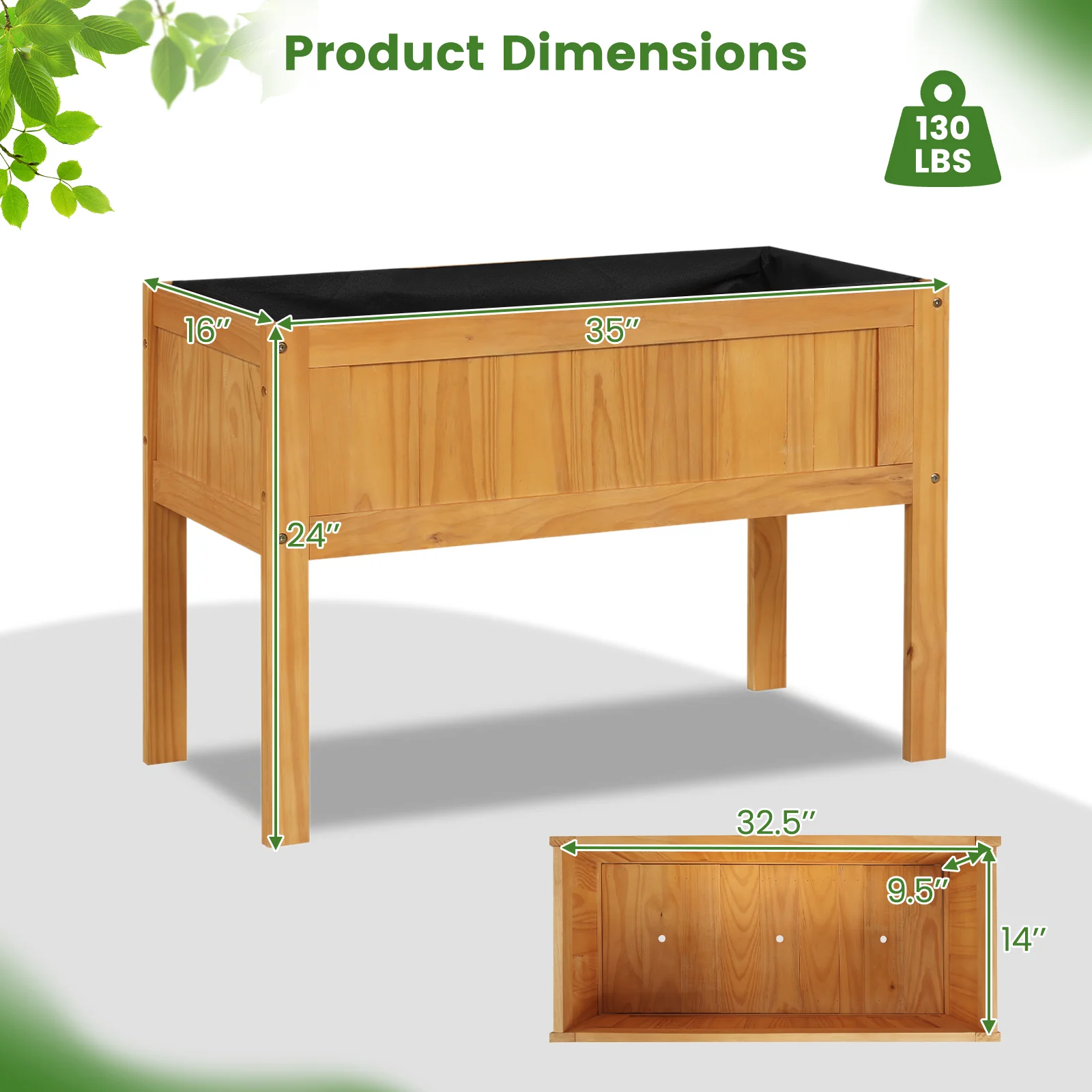 Wood Raised Garden Bed, Elevated Planter Box, Orange - Image 5