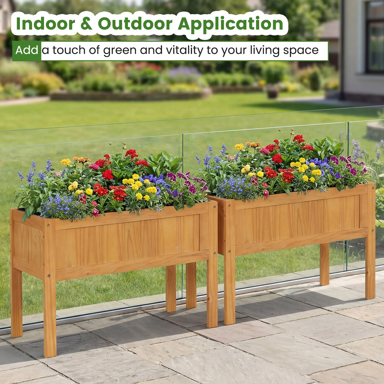 Wood Raised Garden Bed, Elevated Planter Box, Orange - Image 6